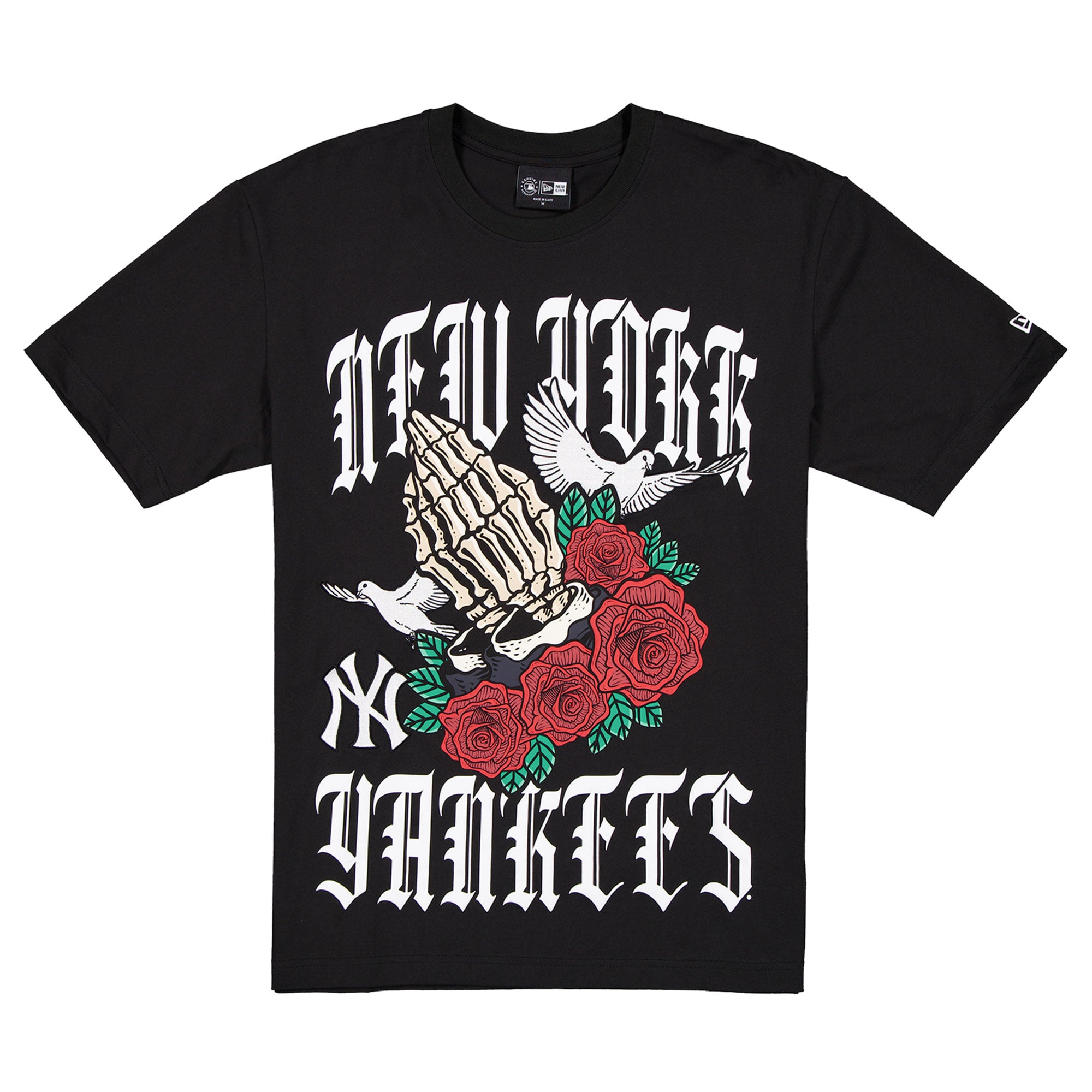 T-shirt New Era noir pour homme, style York Yankees, « Blessed Aesthetic »