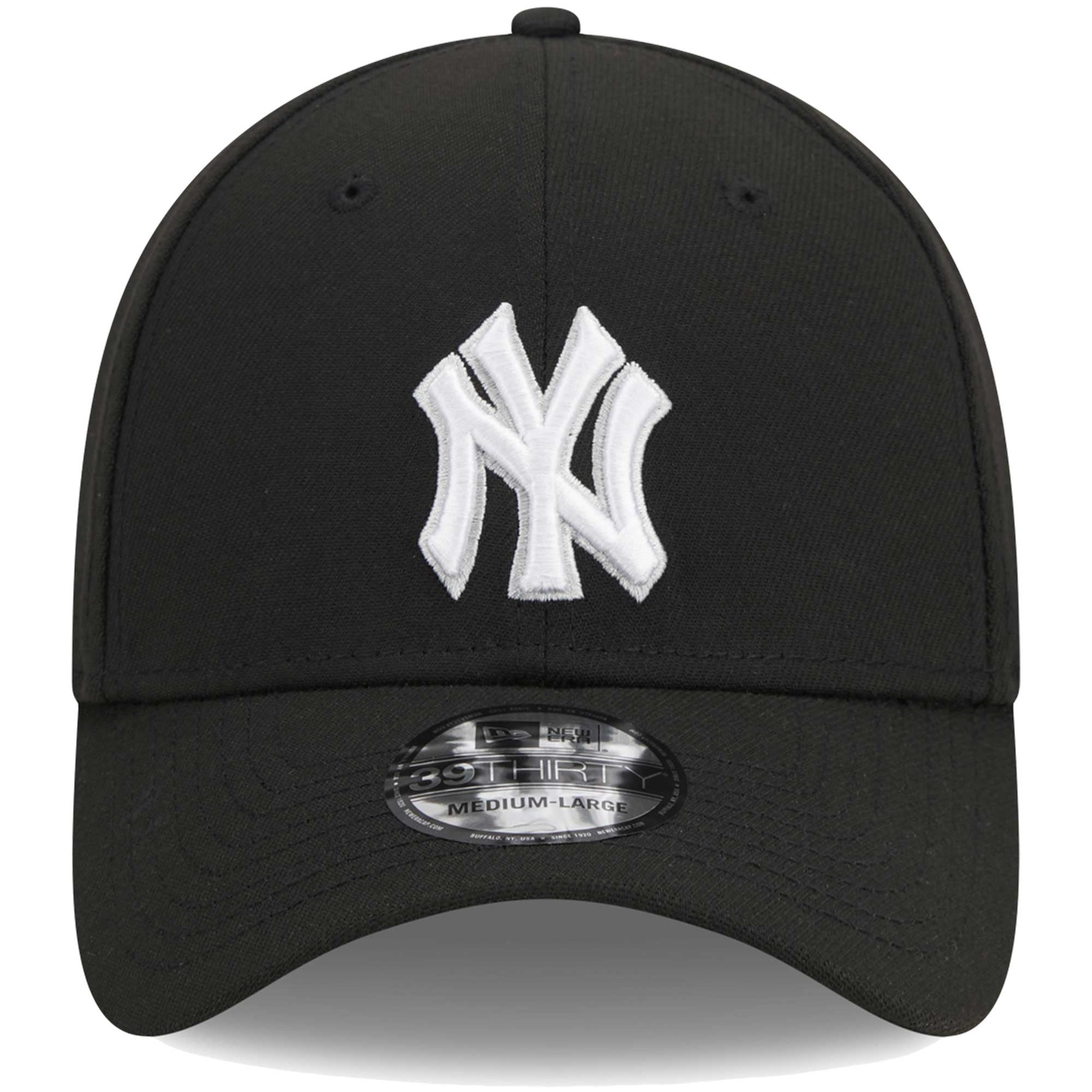 Men's New Era Black York Yankees Logo 39THIRTY Flex Hat