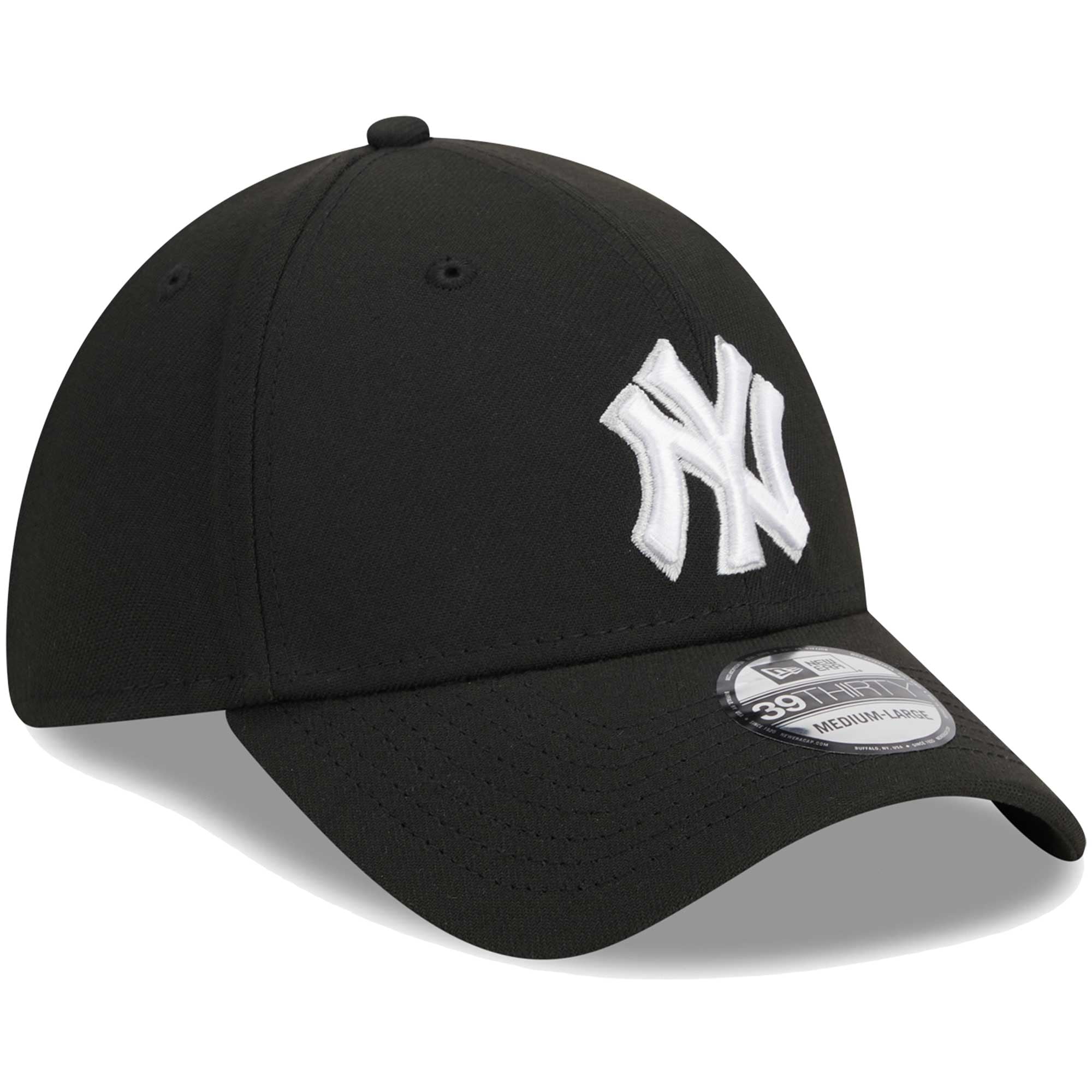 Men's New Era Black York Yankees Logo 39THIRTY Flex Hat