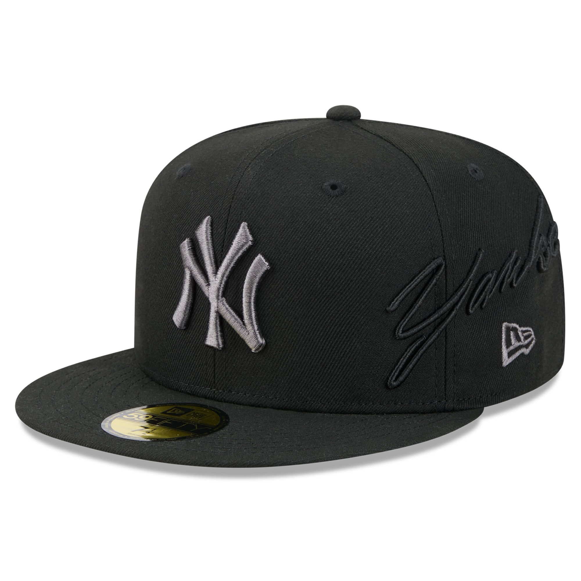 Men's New Era Black York Yankees Side Script 59FIFTY Fitted Hat
