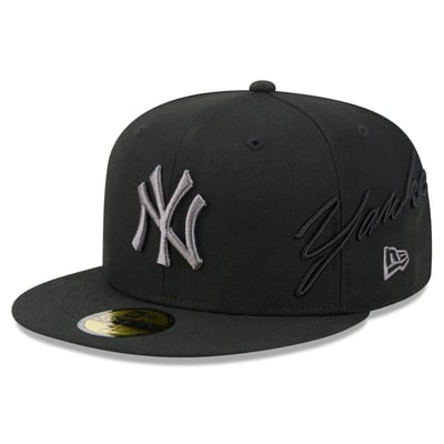 New York Yankees New Era Side Script 59FIFTY Fitted Hat - Black