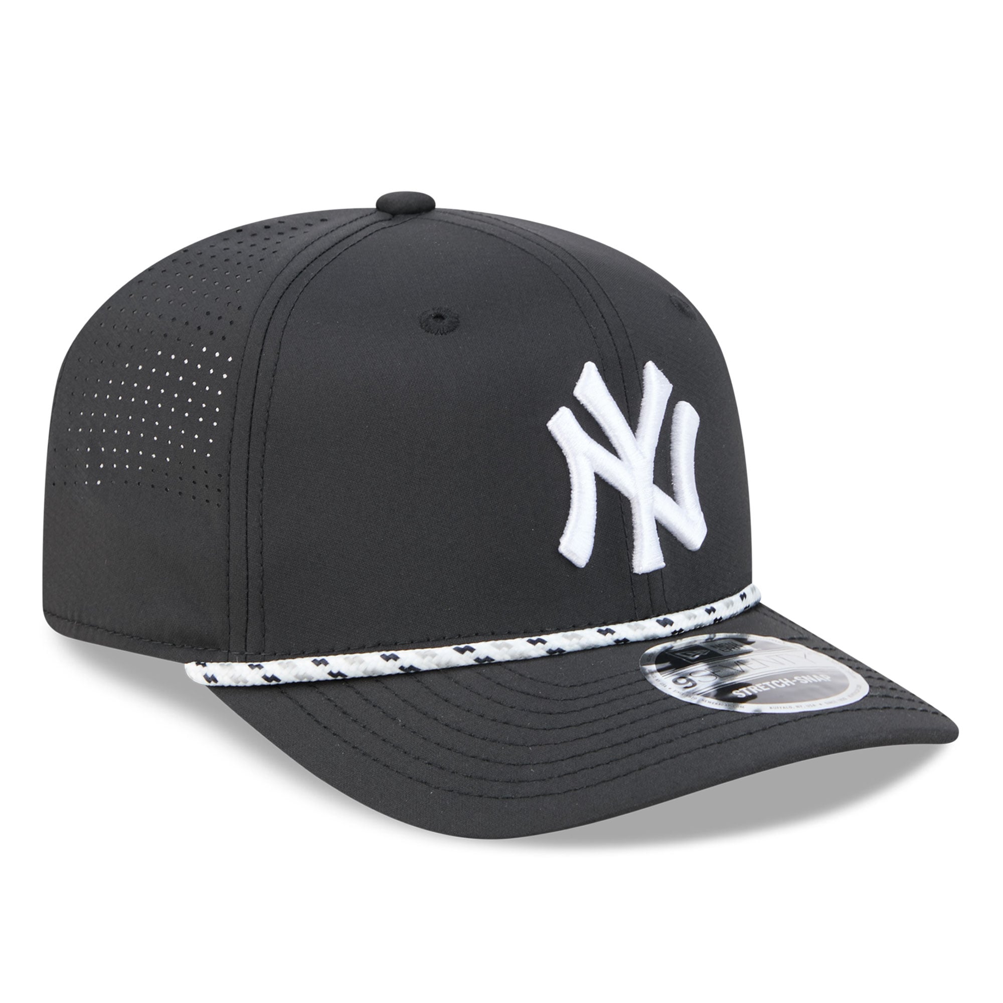 Men's New Era  Black New York Yankees Vented 9SEVENTY Rope Adjustable Hat