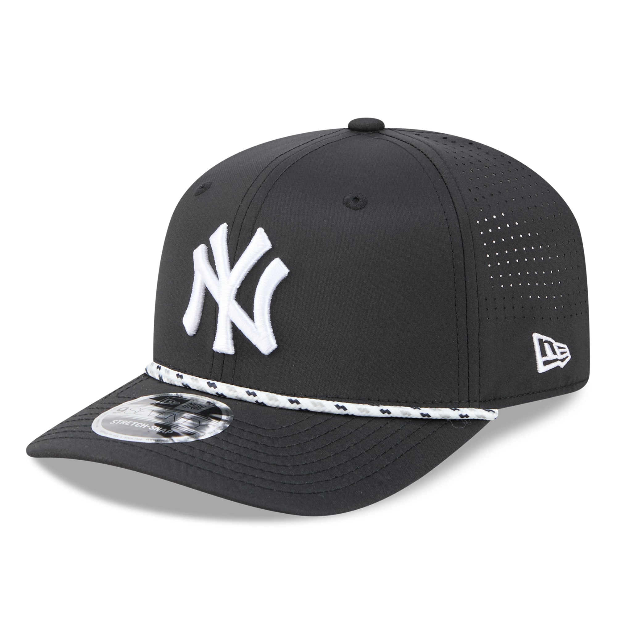 Men's New Era  Black New York Yankees Vented 9SEVENTY Rope Adjustable Hat