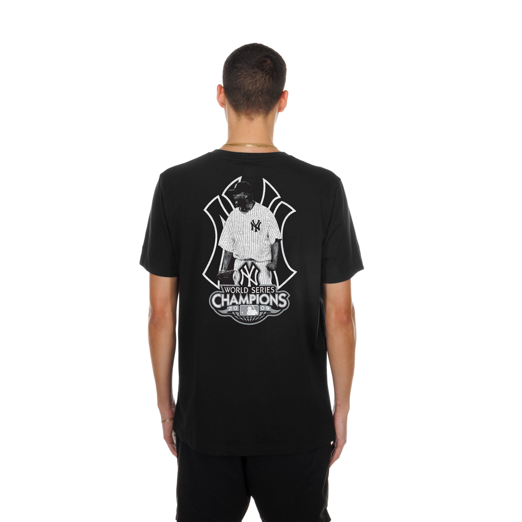 T-shirt graphique New Era CC Sabathia noir pour homme, champion des World Series Yankees de York
