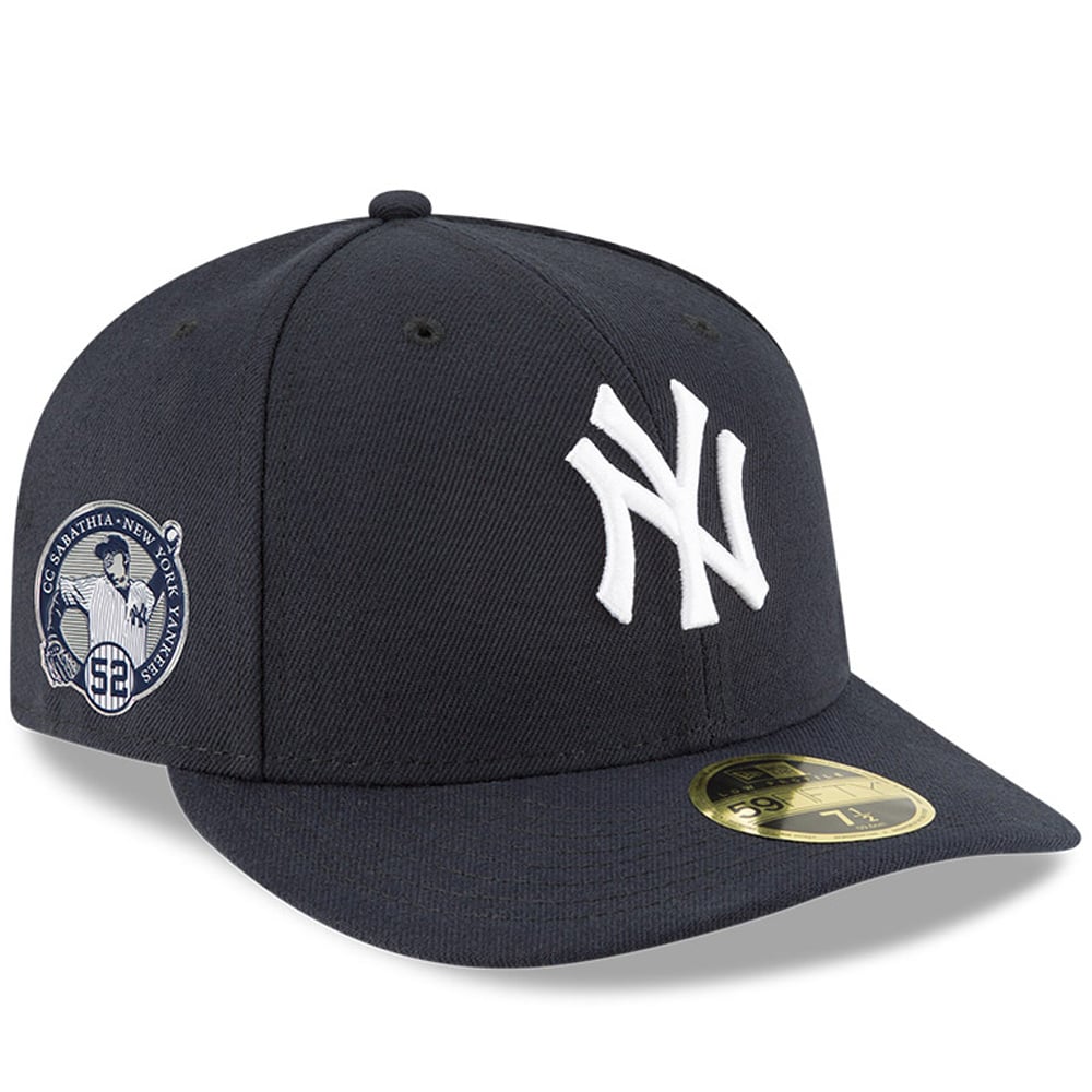 Casquette ajustée New Era CC Sabathia bleu marine York Yankees, modèle 59FIFTY à profil bas, Sabathia, numéro retiré.