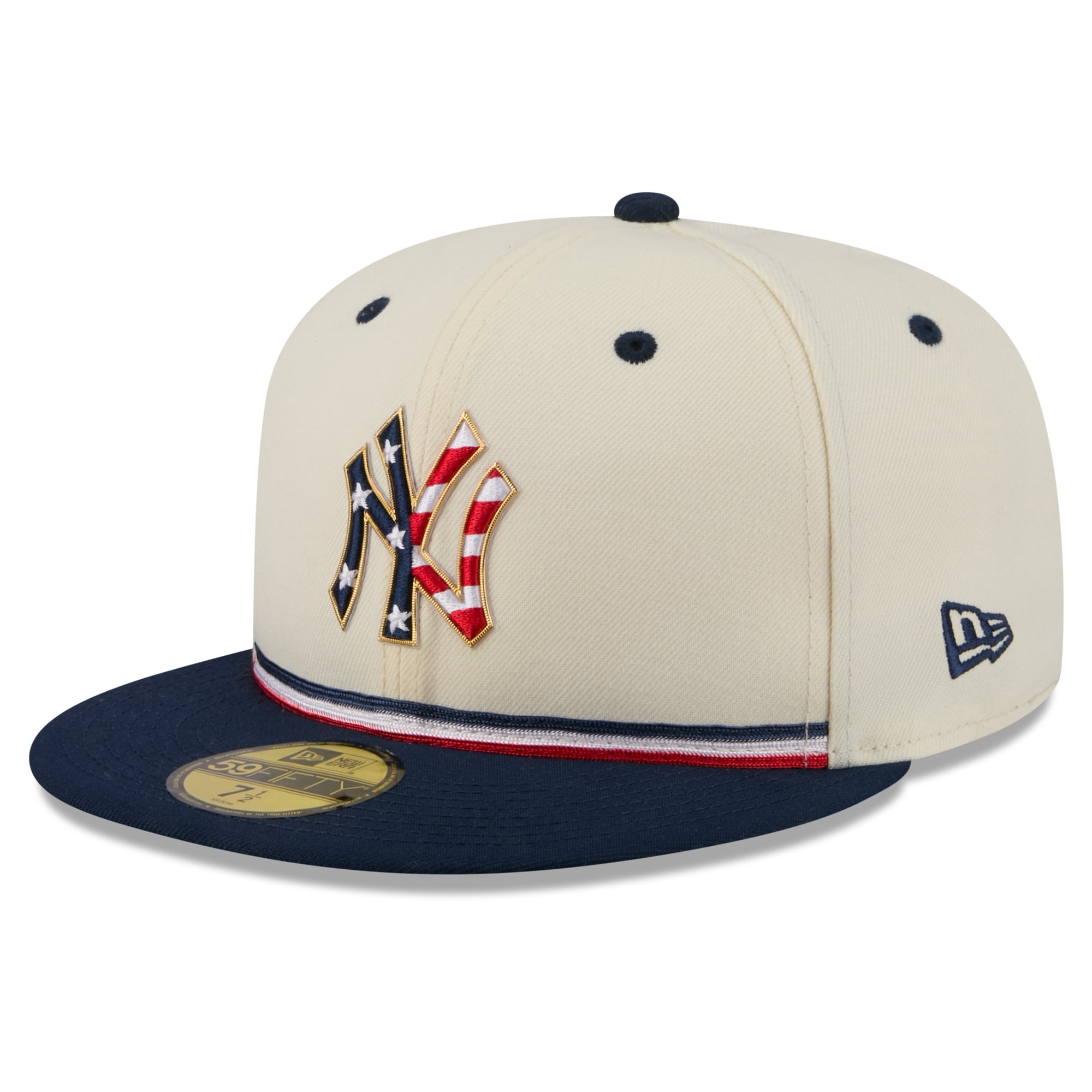 Casquette ajustée New Era crème/marine York Yankees USA 250 Fourth of July 59FIFTY pour homme