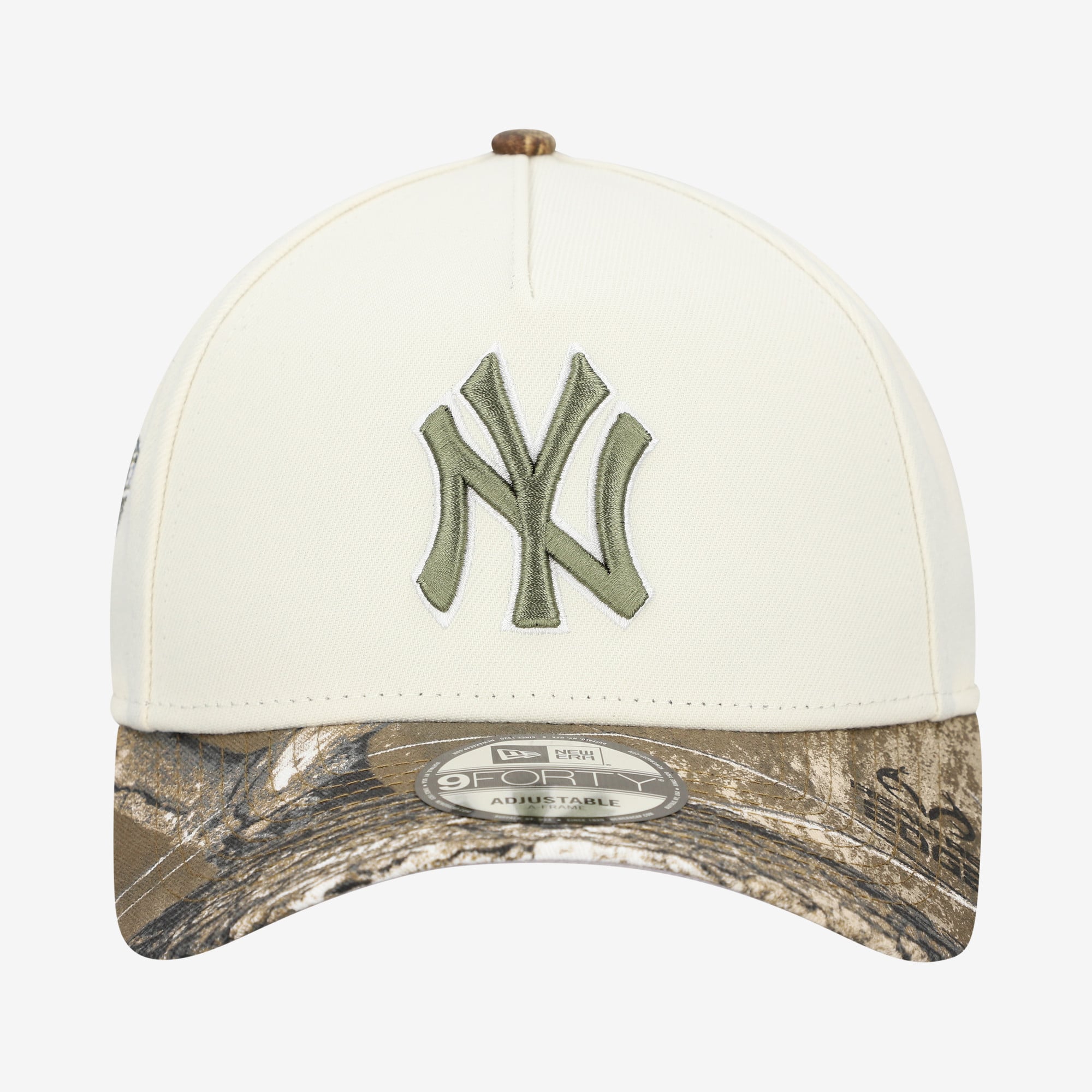 Men's New Era Cream/Realtree Camo New York Yankees 9FORTY A-Frame Adjustable Hat