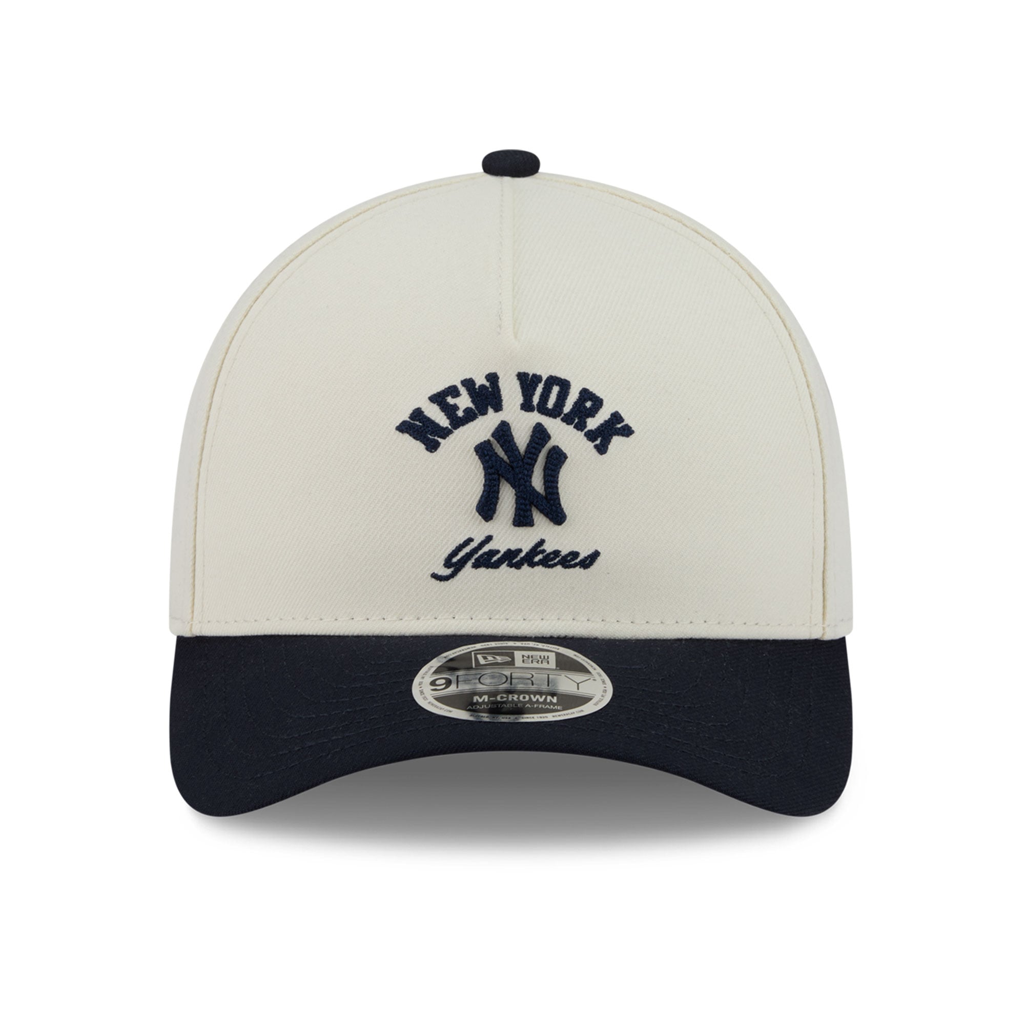 Men's New Era Natural/Navy New York Yankees Arch 9FORTY A-Frame M-Crown Adjustable Hat