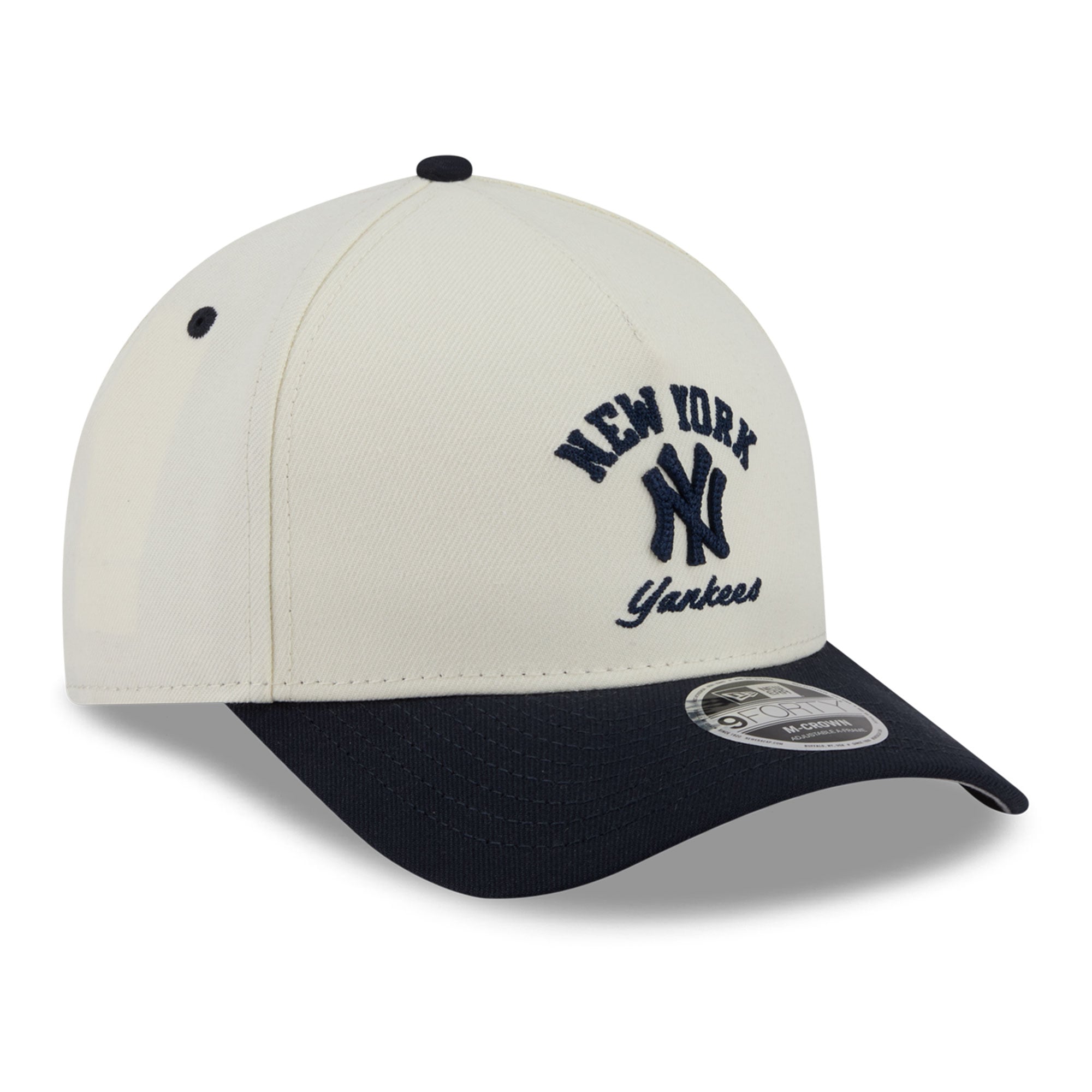 Men's New Era Natural/Navy New York Yankees Arch 9FORTY A-Frame M-Crown Adjustable Hat
