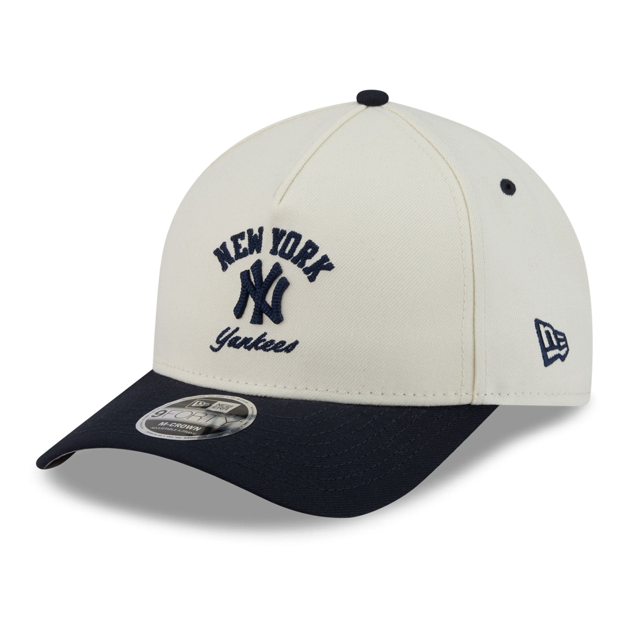 Casquette ajustable New Era Arch 9FORTY A-Frame M-Crown pour homme, coloris naturel/marine, New York Yankees