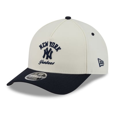 New York Yankees New Era Arch 9FORTY A-Frame M-Crown Adjustable Hat - Natural/Navy