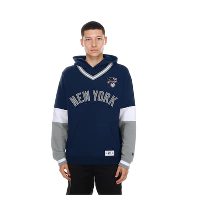 New York Yankees New Era Color Blocked V-Neck Hoodie - Navy