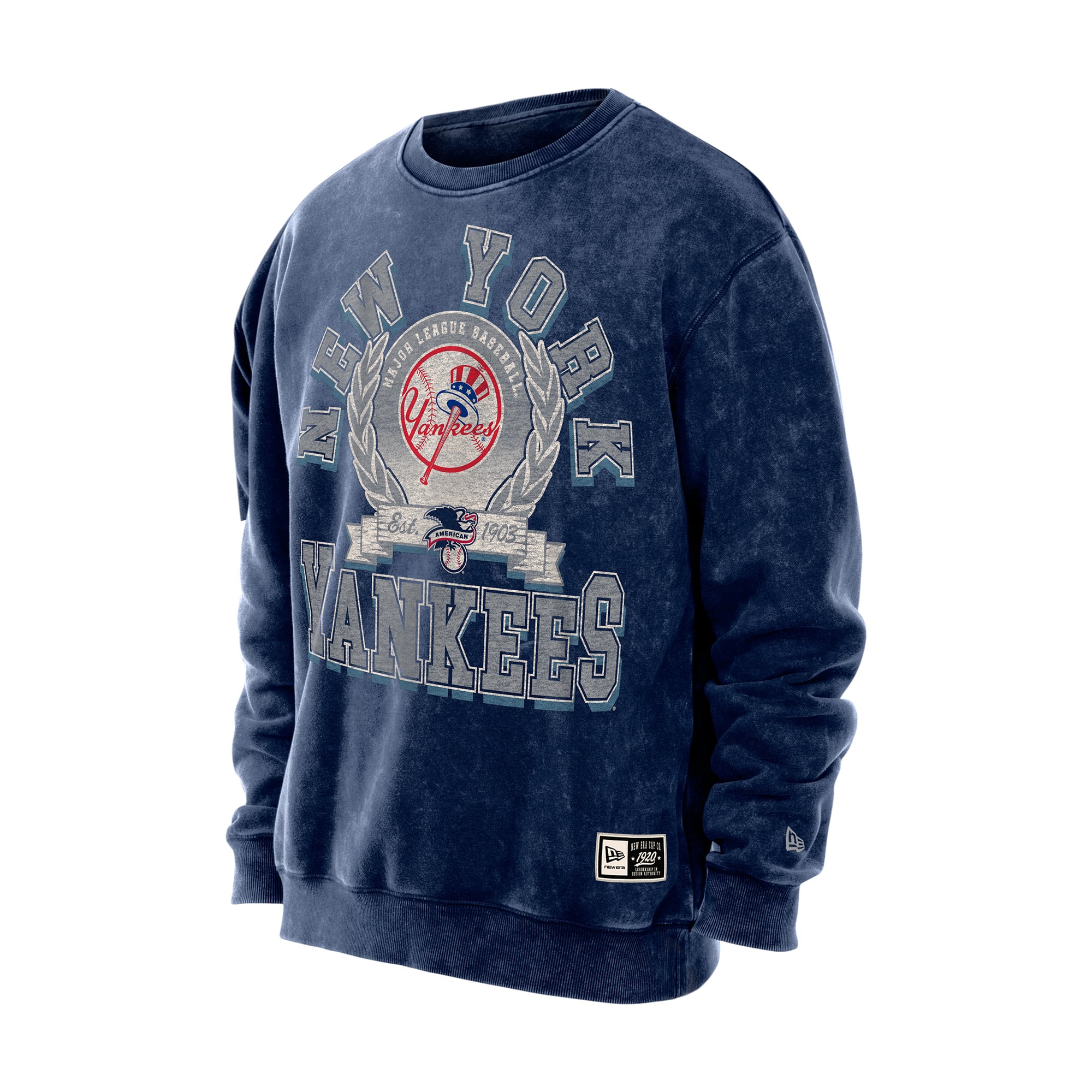 Sweat-shirt à col rond New Era bleu marine York Yankees pour homme