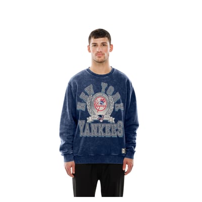  New York Yankees New Era Mineral Washed Crewneck Sweatshirt - Navy