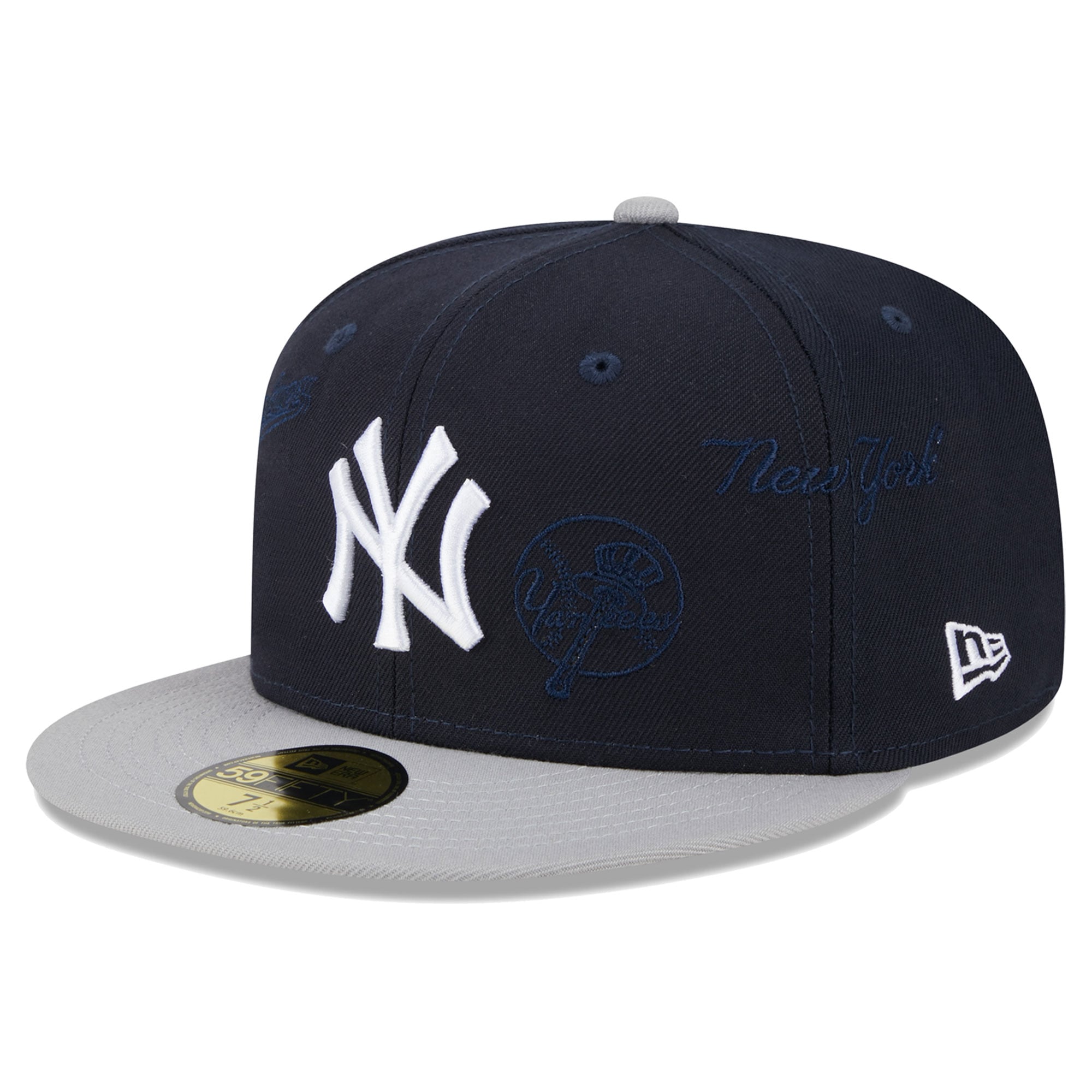New york yankees new era 9TWENTY navy hat Silver metallic look logo rare New Era Fitted Custom Exclusive New York Yankees Metallic  main image 3