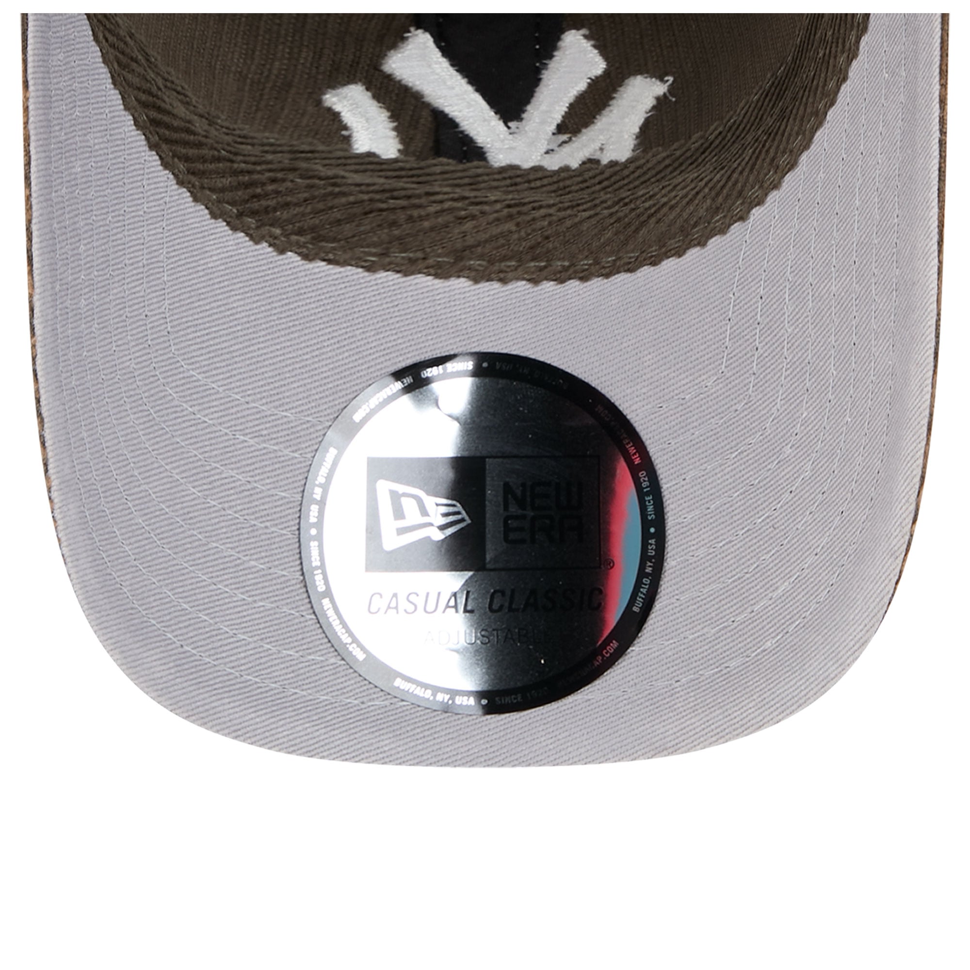 Casquette New Era Olive New York Yankees en velours côtelé, style classique décontracté, ajustable