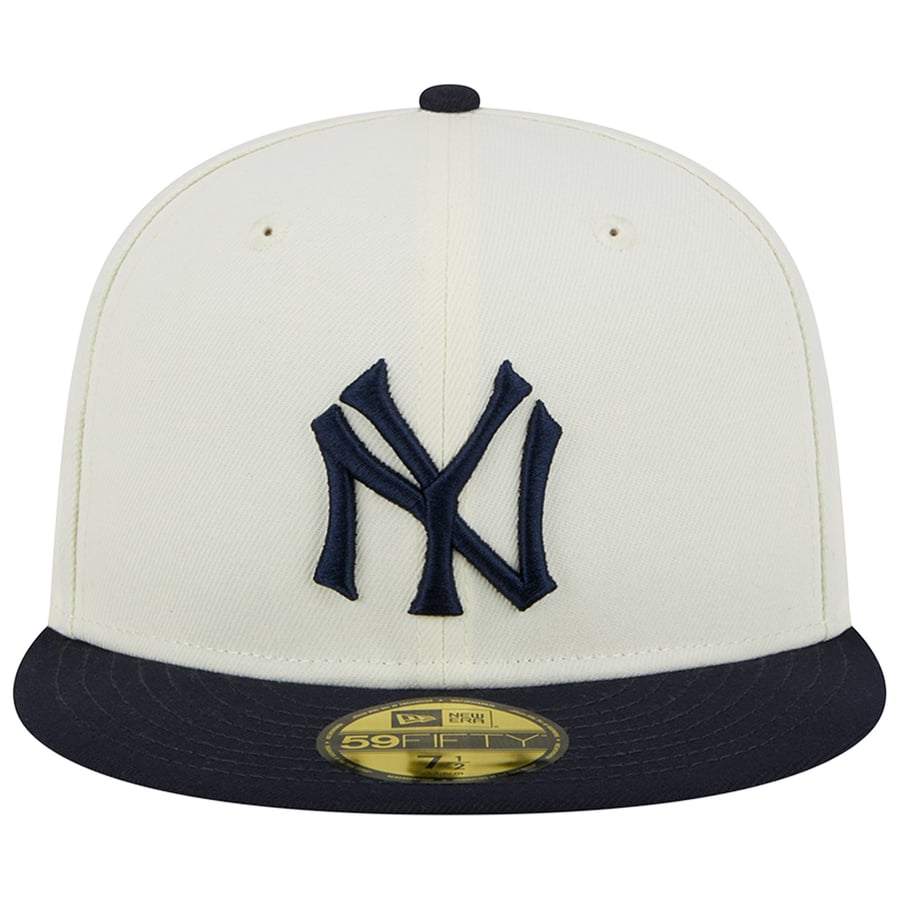 New York Yankees New Era Retro 59FIFTY Fitted Hat - Stone/Navy