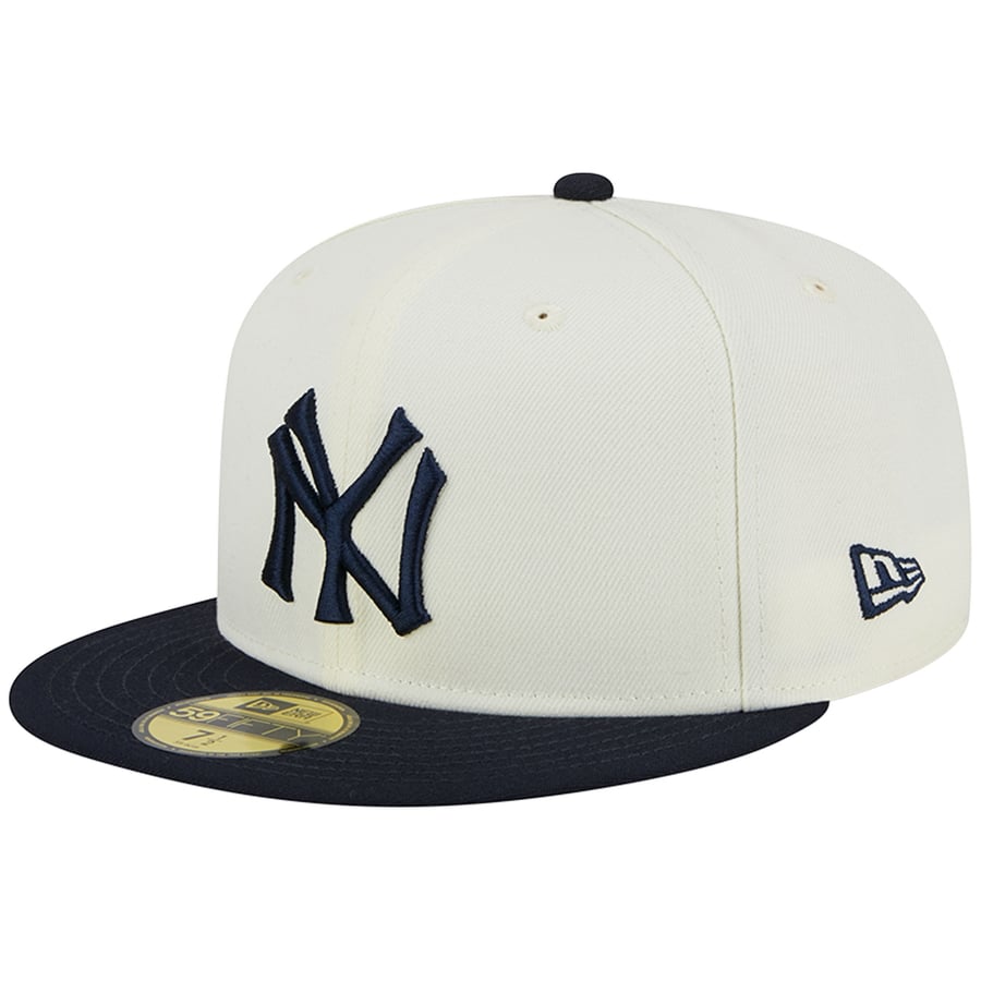 New York Yankees New Era Retro 59FIFTY Fitted Hat - Stone/Navy