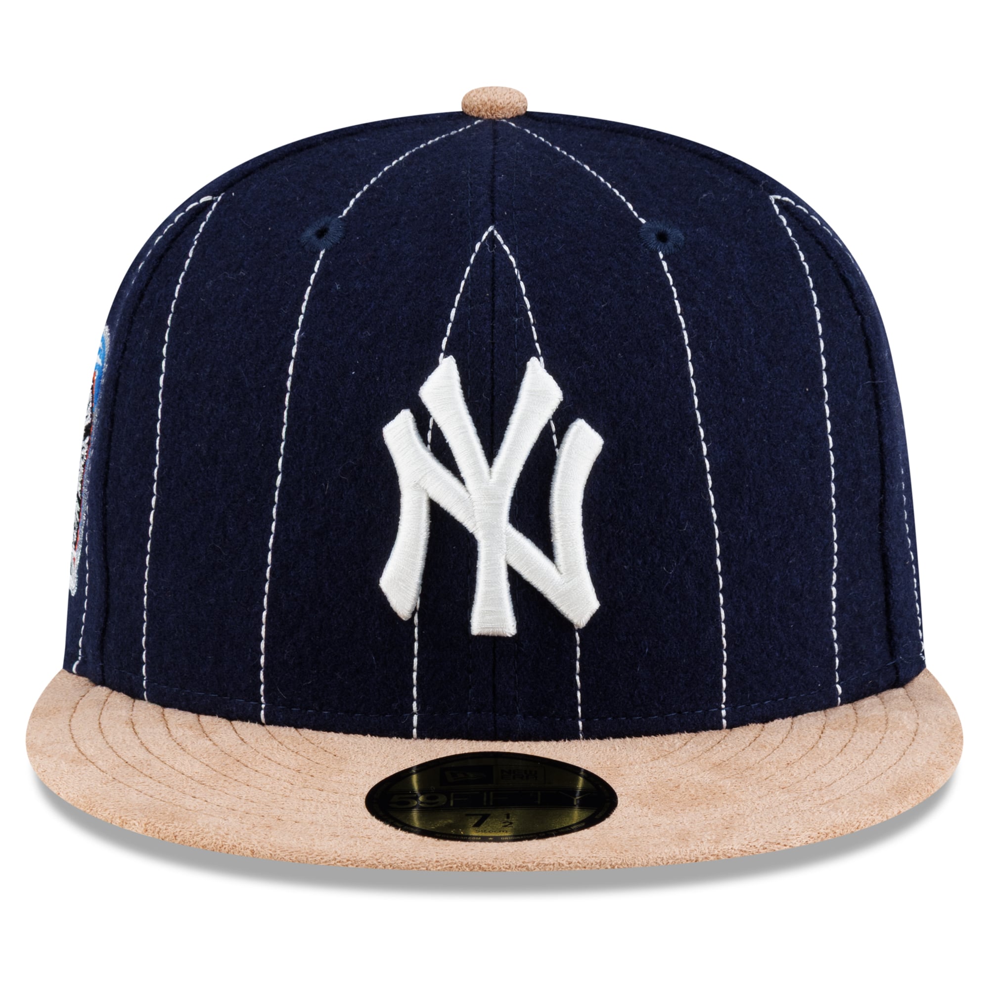 Men's New Era x Michael Rainey Jr. Navy/Brown York Yankees Chalked Pinstripe 59FIFTY Fitted Hat