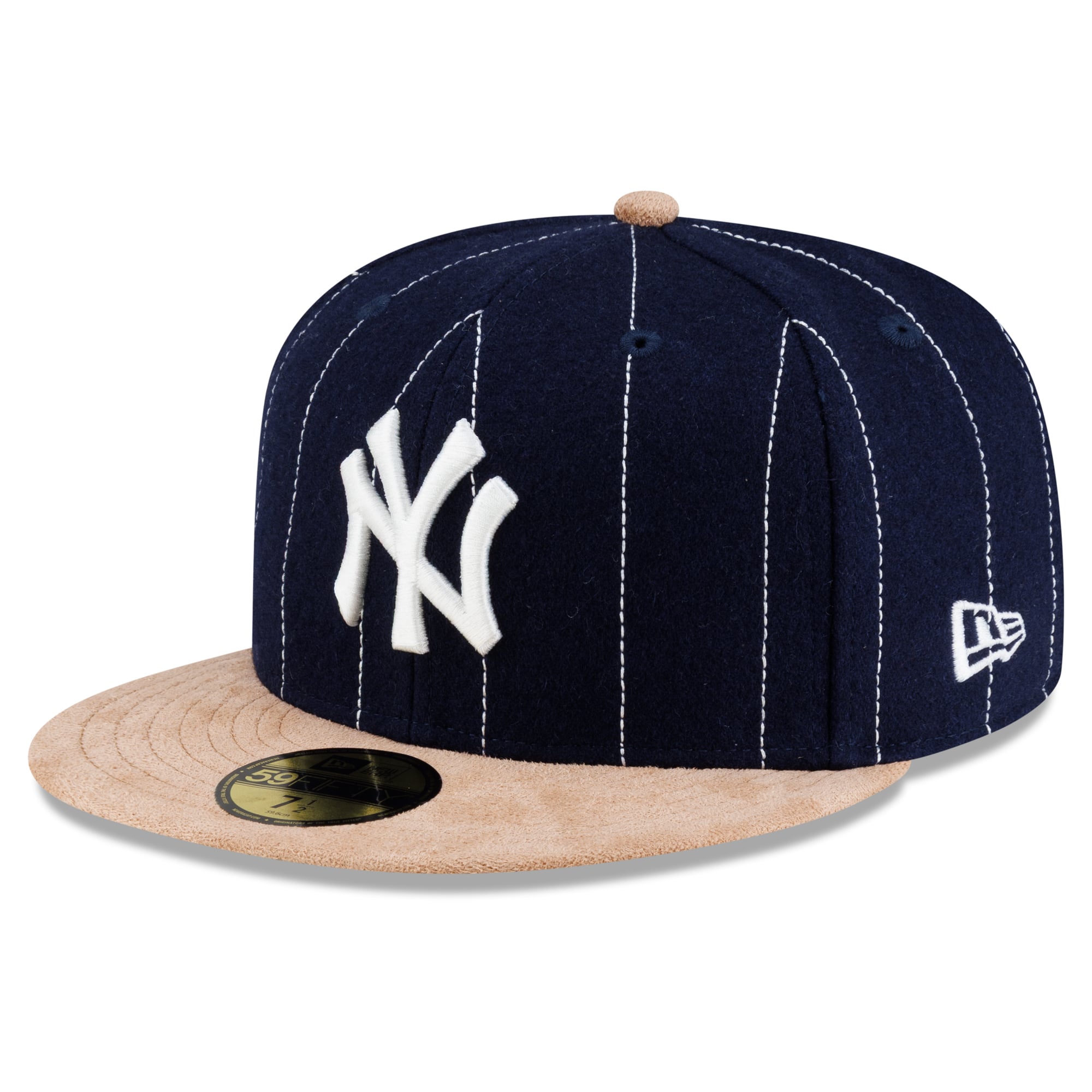 Men's New Era x Michael Rainey Jr. Navy/Brown York Yankees Chalked Pinstripe 59FIFTY Fitted Hat