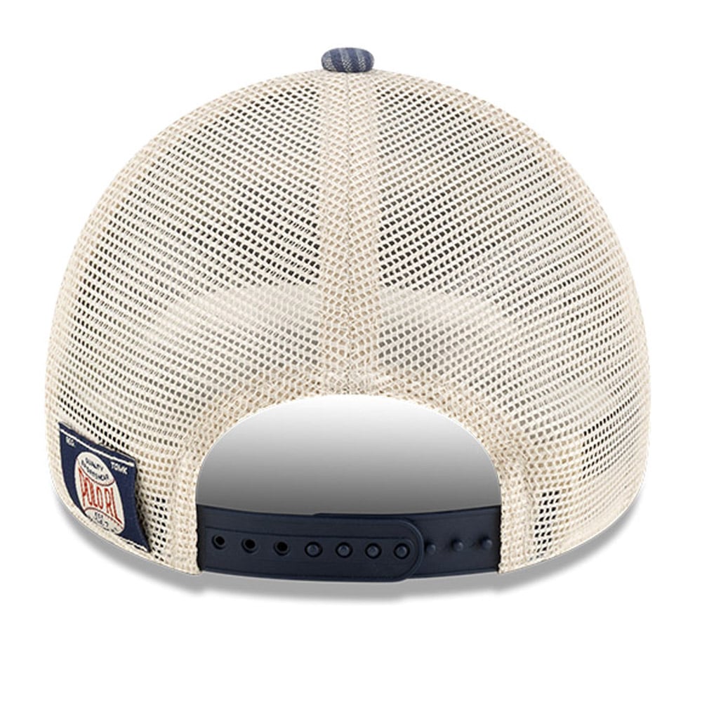 Men's New Era x Ralph Lauren Navy/Light Beige New York Yankees Plaid 9FORTY A-Frame Trucker Adjustable Hat