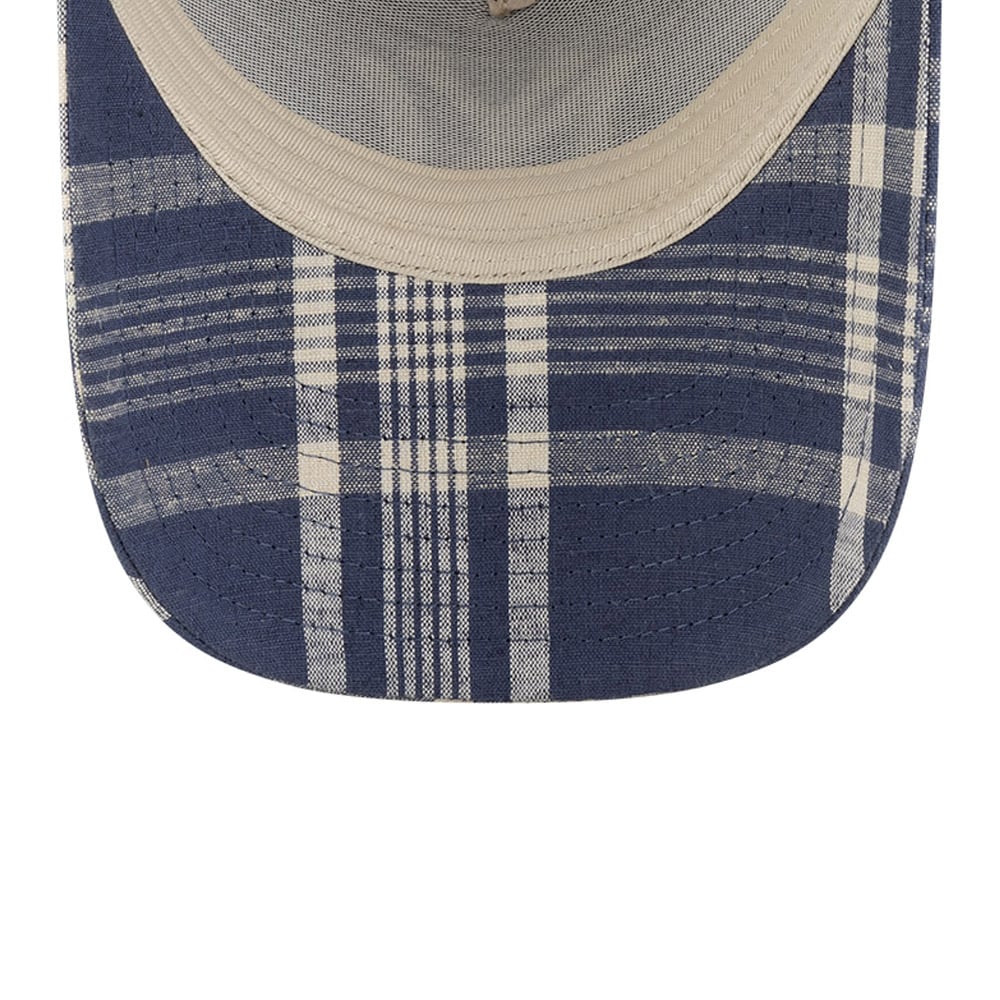 Men's New Era x Ralph Lauren Navy/Light Beige New York Yankees Plaid 9FORTY A-Frame Trucker Adjustable Hat