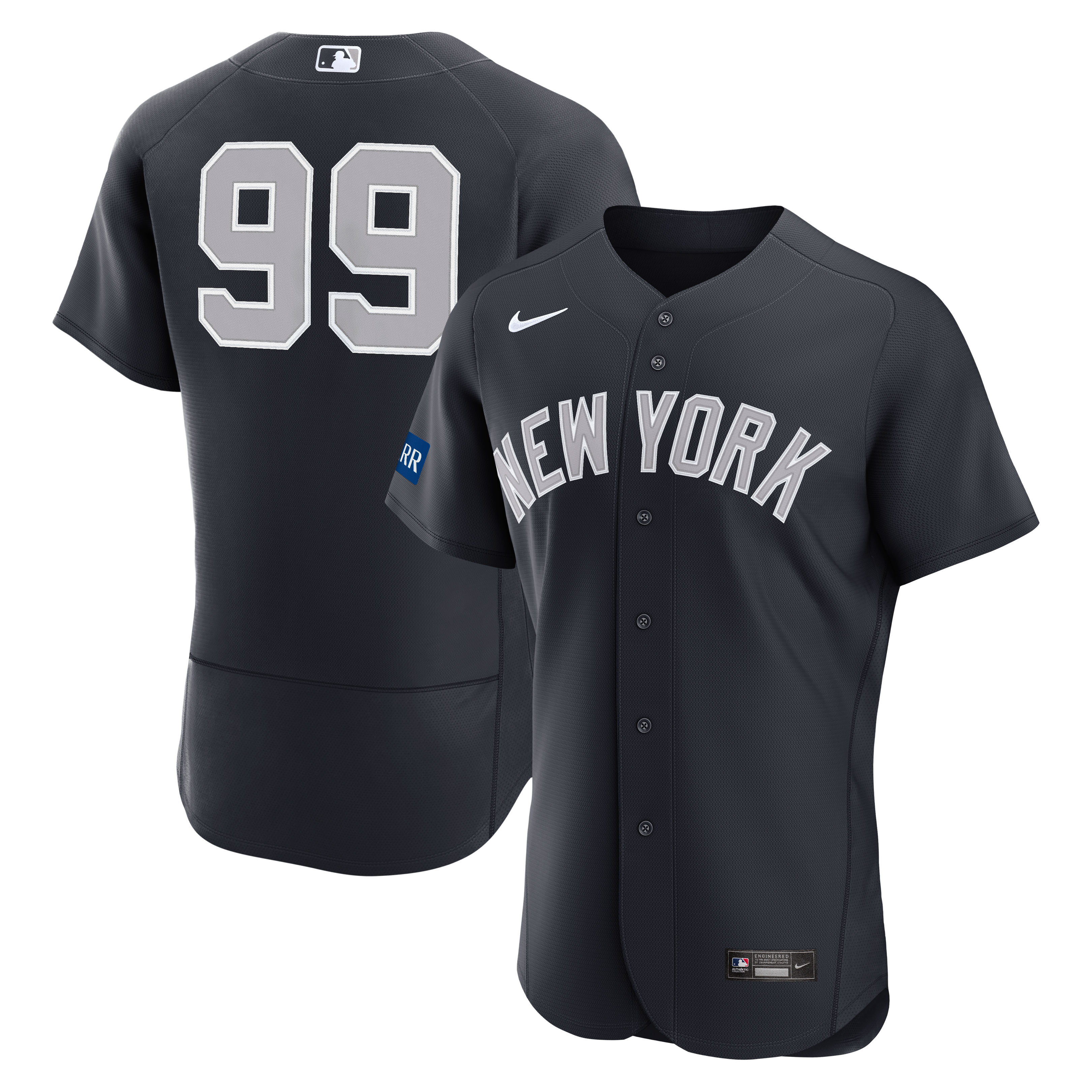 Maillot authentique alternatif Nike Aaron Judge bleu marine des Yankees de New York avec patch sponsor pour homme