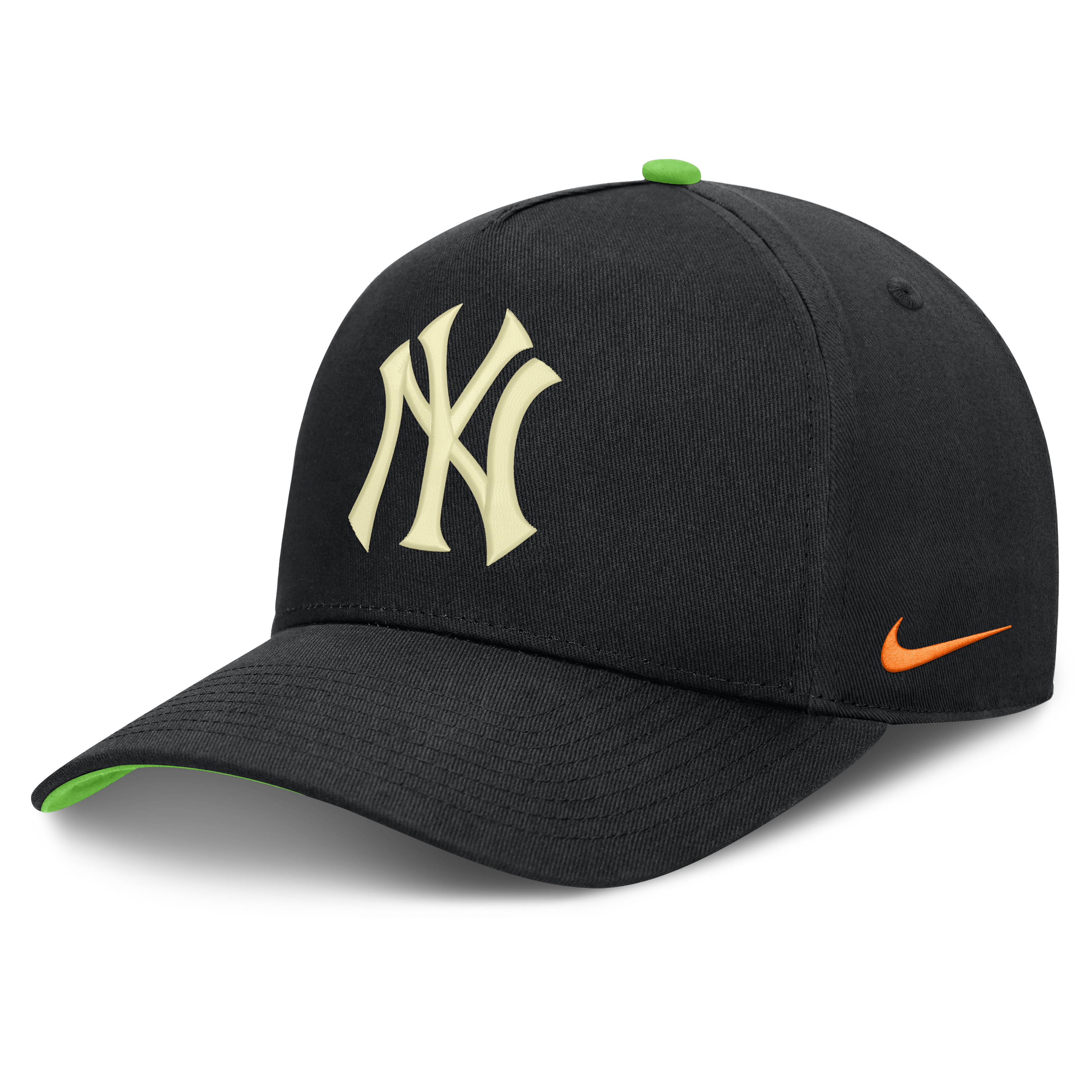 Men's Nike Black New York Yankees Halloween Glow in the Dark Rise Dri-FIT A-Frame Adjustable Hat