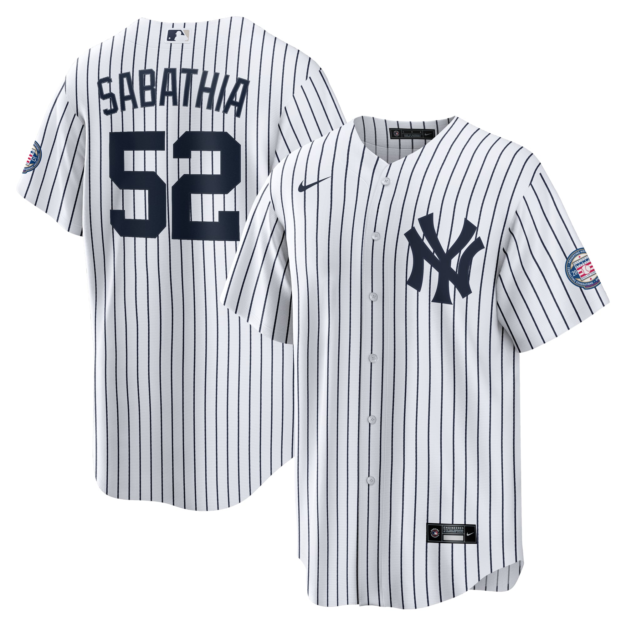Men's Nike CC Sabathia White New York Yankees 2025 Baseball Hall of Fame Name & Number Retired Replica Jersey