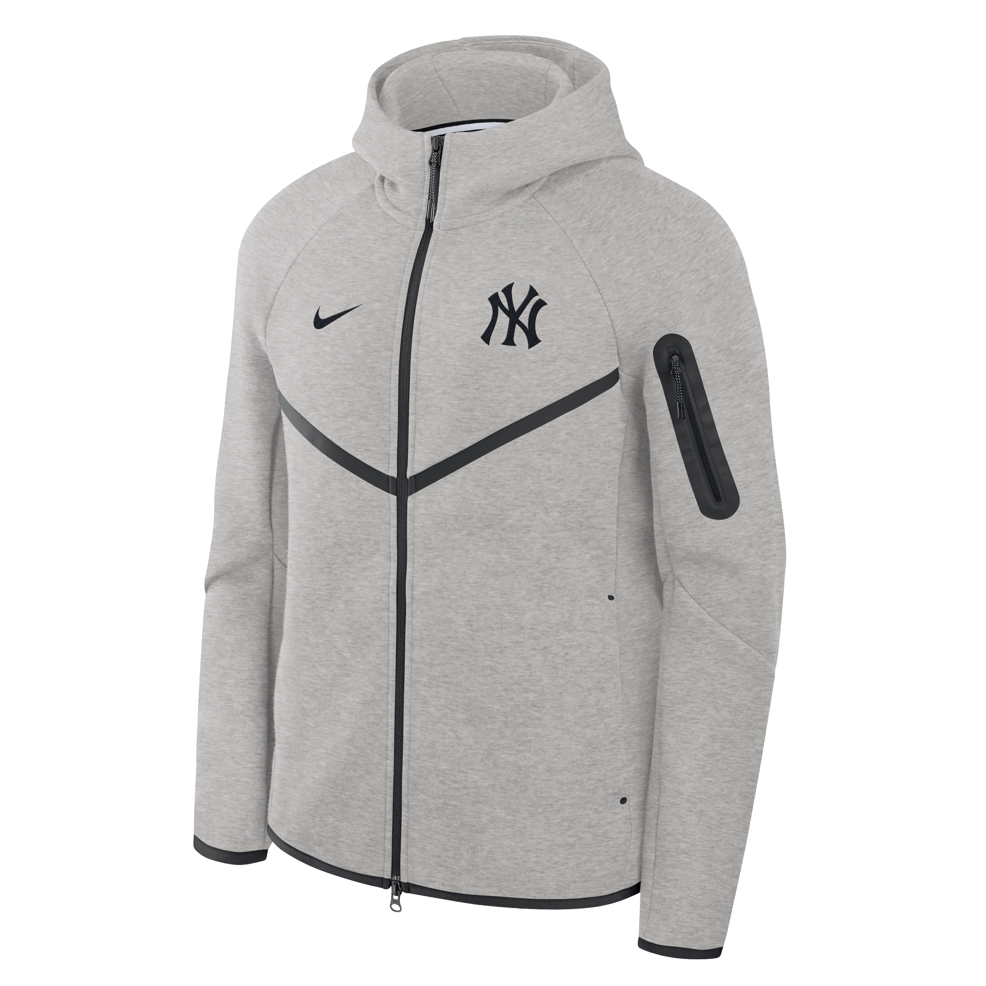 Sweat à capuche zippé Nike Tech Windrunner gris chiné pour homme, New York Yankees
