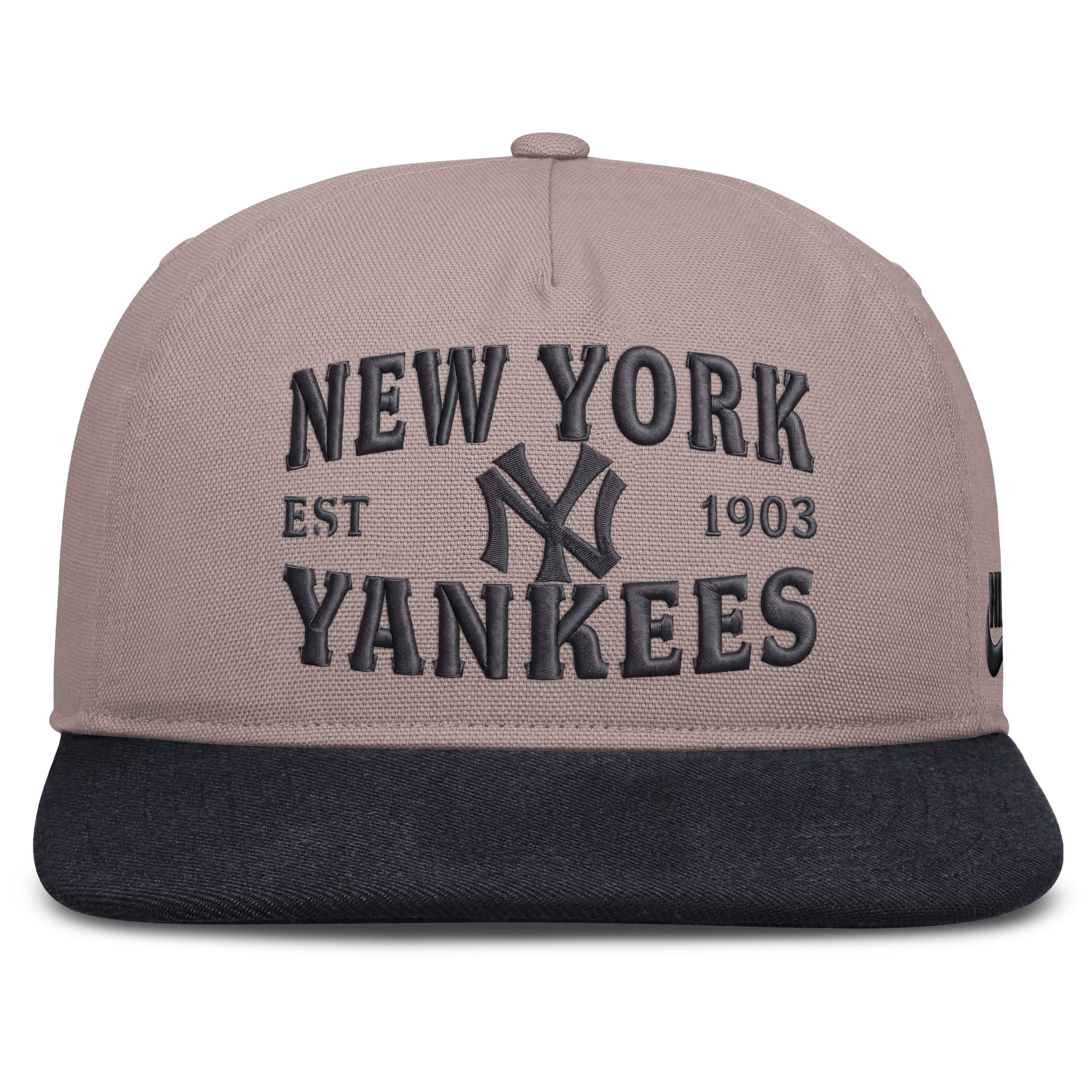 Casquette ajustable Nike pour homme, marron clair/marine, New York Yankees Cooperstown Pro, 5 panneaux