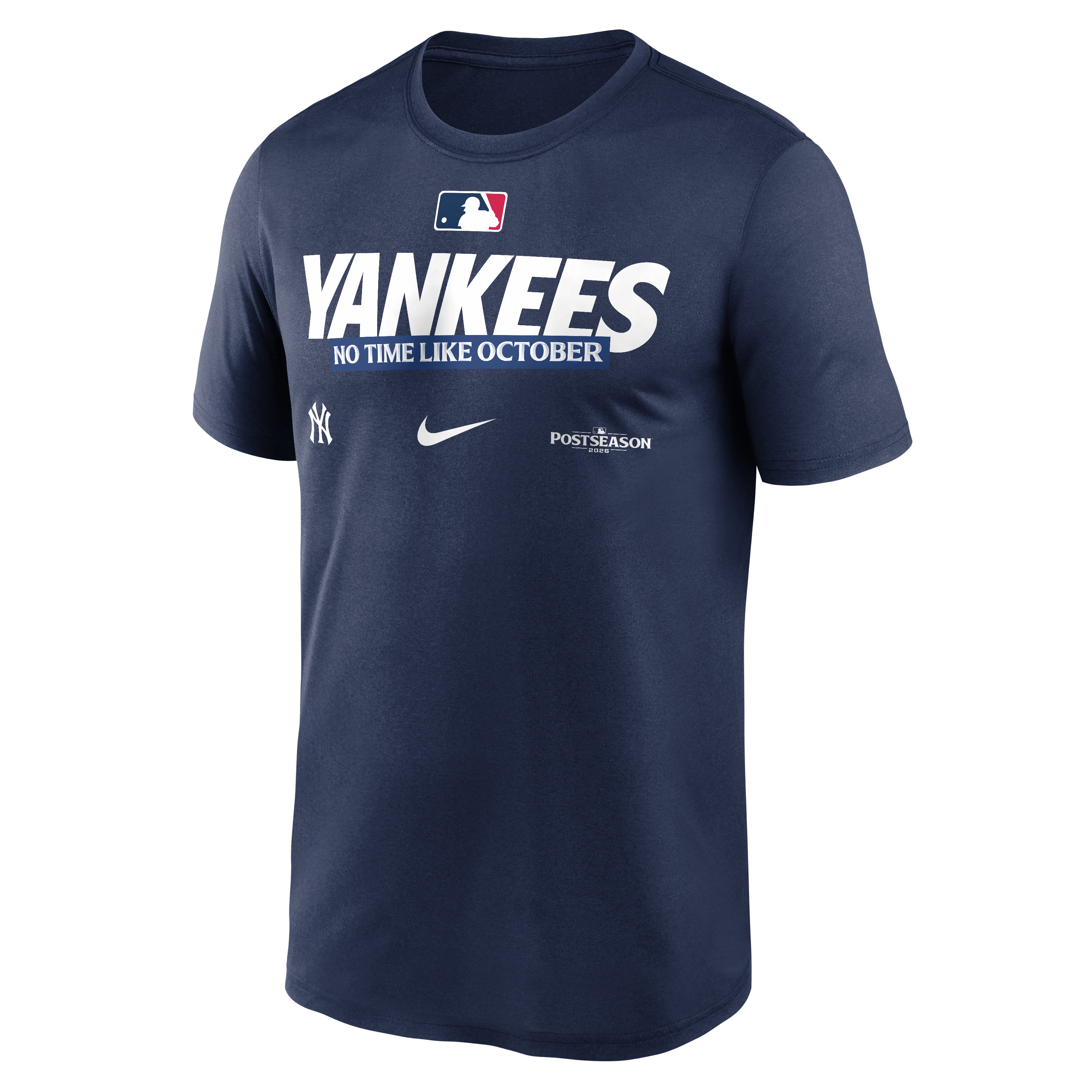 T-shirt Nike Legend Dri-FIT de la collection authentique des Yankees New York, bleu marine, pour homme, édition 2026 séries éliminatoires MLB.