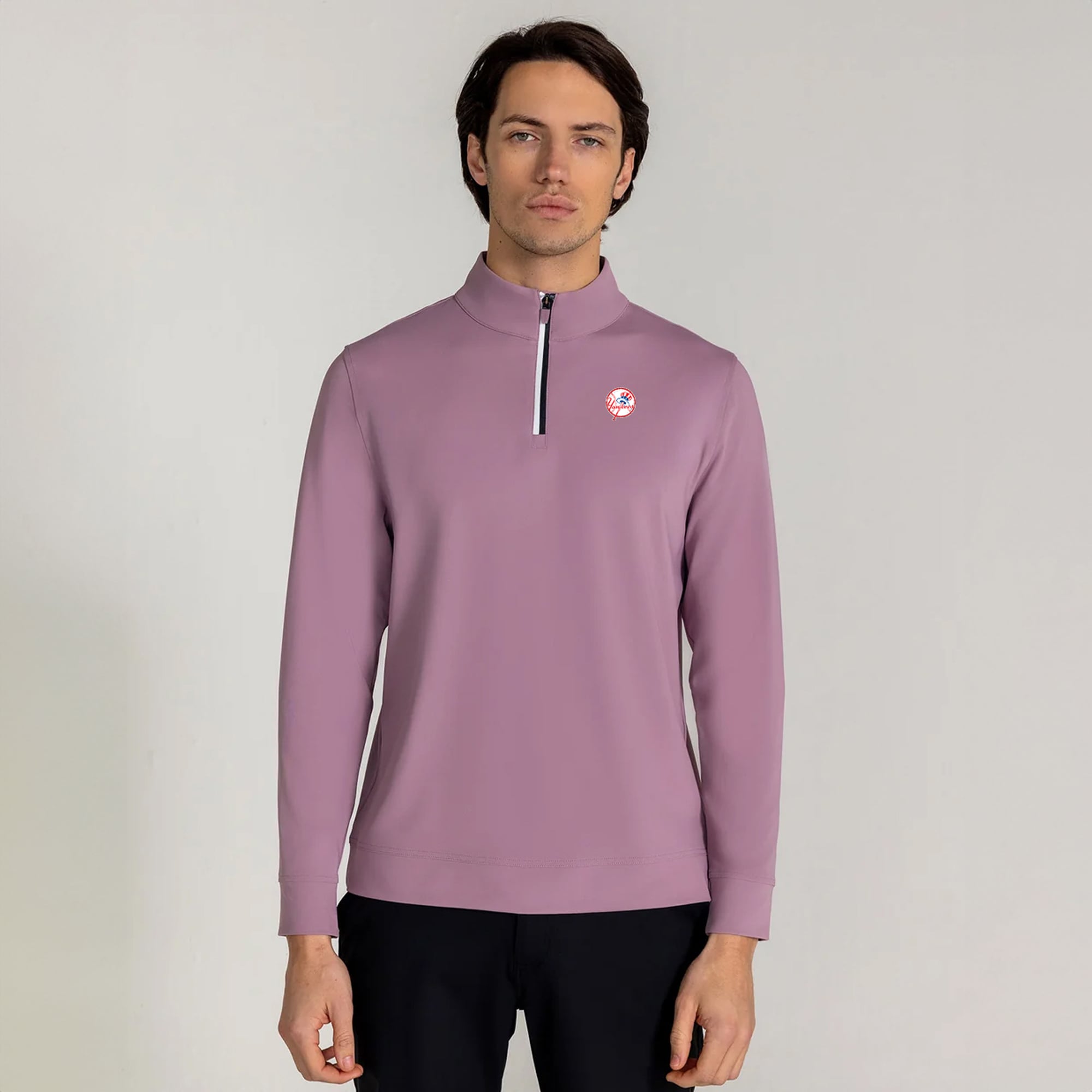 Men's Redvanly Purple New York Yankees Fleet Quarter-Zip Pullover