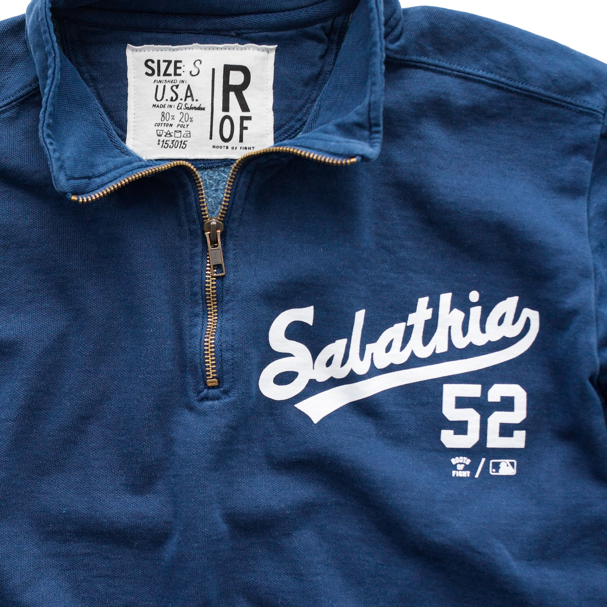 Sweat-shirt à col zippé bleu marine Roots of Fight CC Sabathia pour homme, New York Yankees