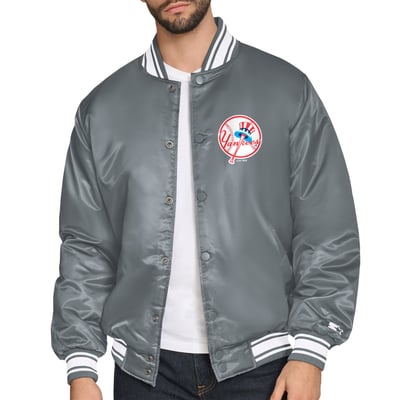  New York Yankees Starter Cooperstown Logo Full-Snap Varsity Jacket - Gray
