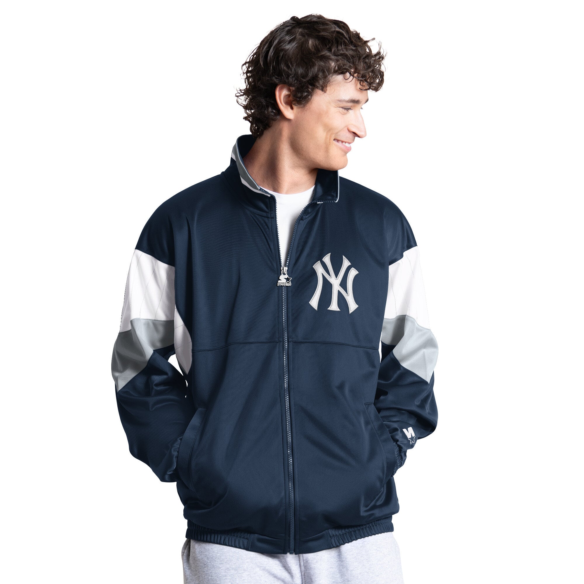 Veste de survêtement zippée Starter pour homme, bleu marine, New York Yankees Legacy