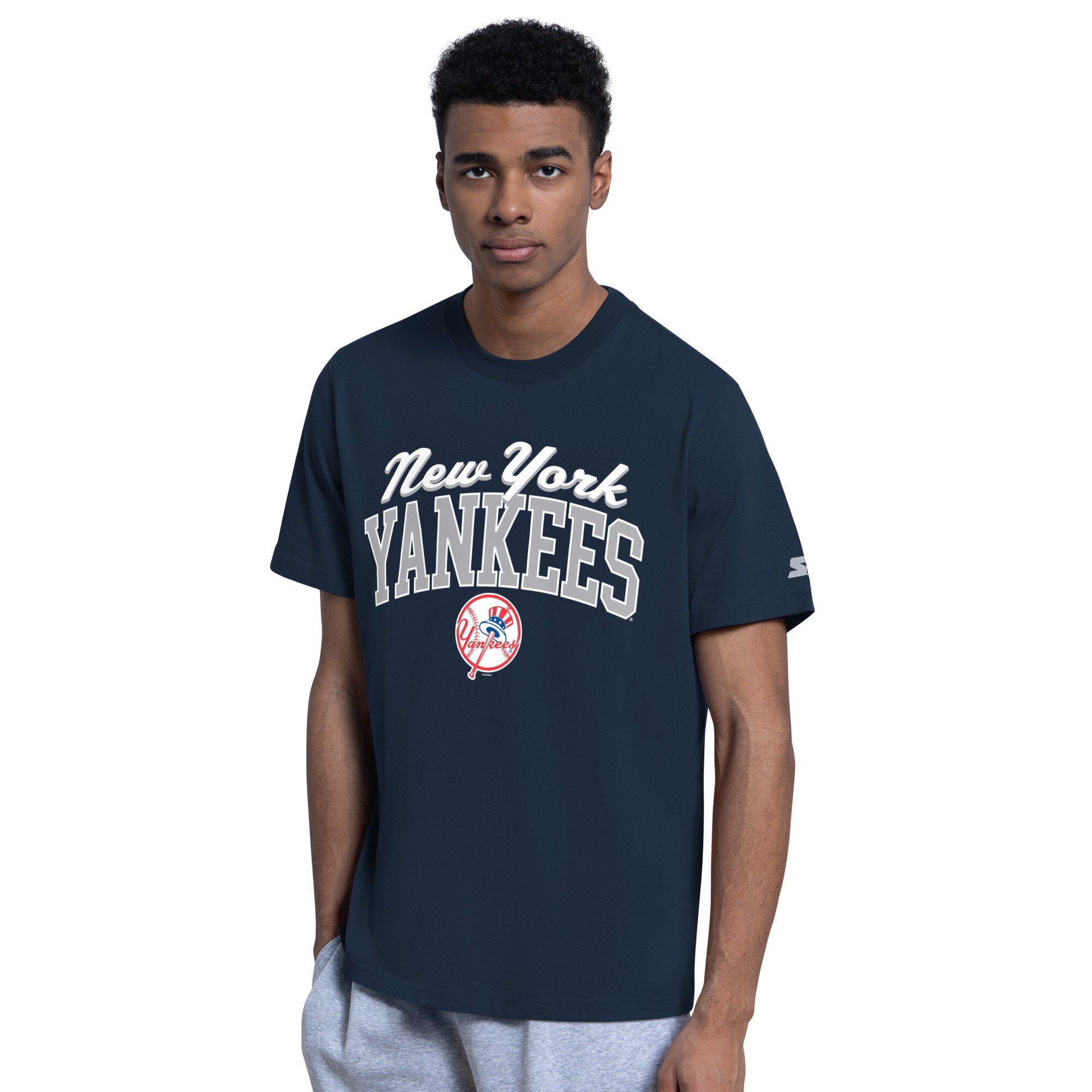 Men's Starter Navy New York Yankees Logo Hoodie & T-Shirt Combo Pack