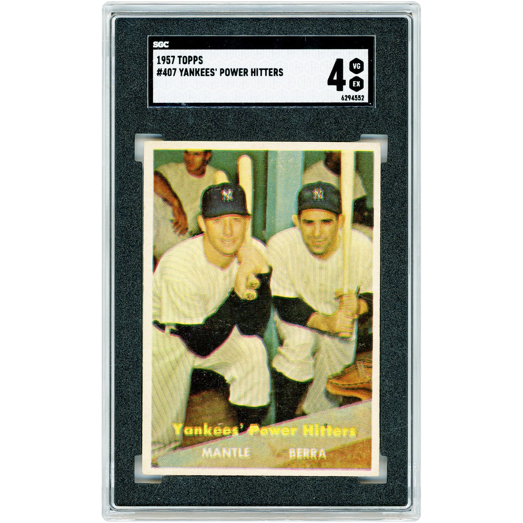 Mickey Mantle & Yogi Berra New York Yankees 1957 Topps Power Hitters #407 SGC Authenticated 4 Card