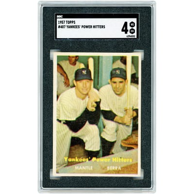 Mickey Mantle & Yogi Berra New York Yankees 1957 Topps Power Hitters #407 SGC Authenticated 4 Card