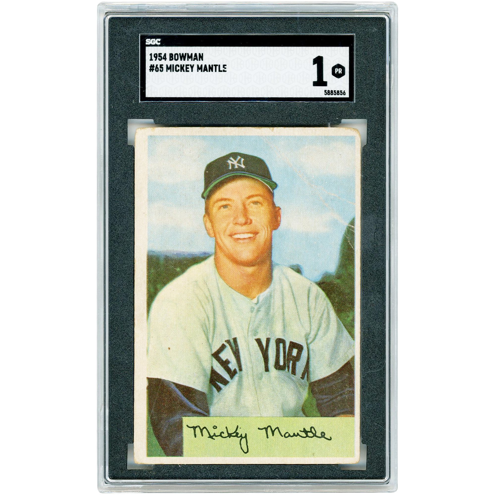 Mickey Mantle New York Yankees 1954 Bowman #65 SGC Authenticated 1 Card
