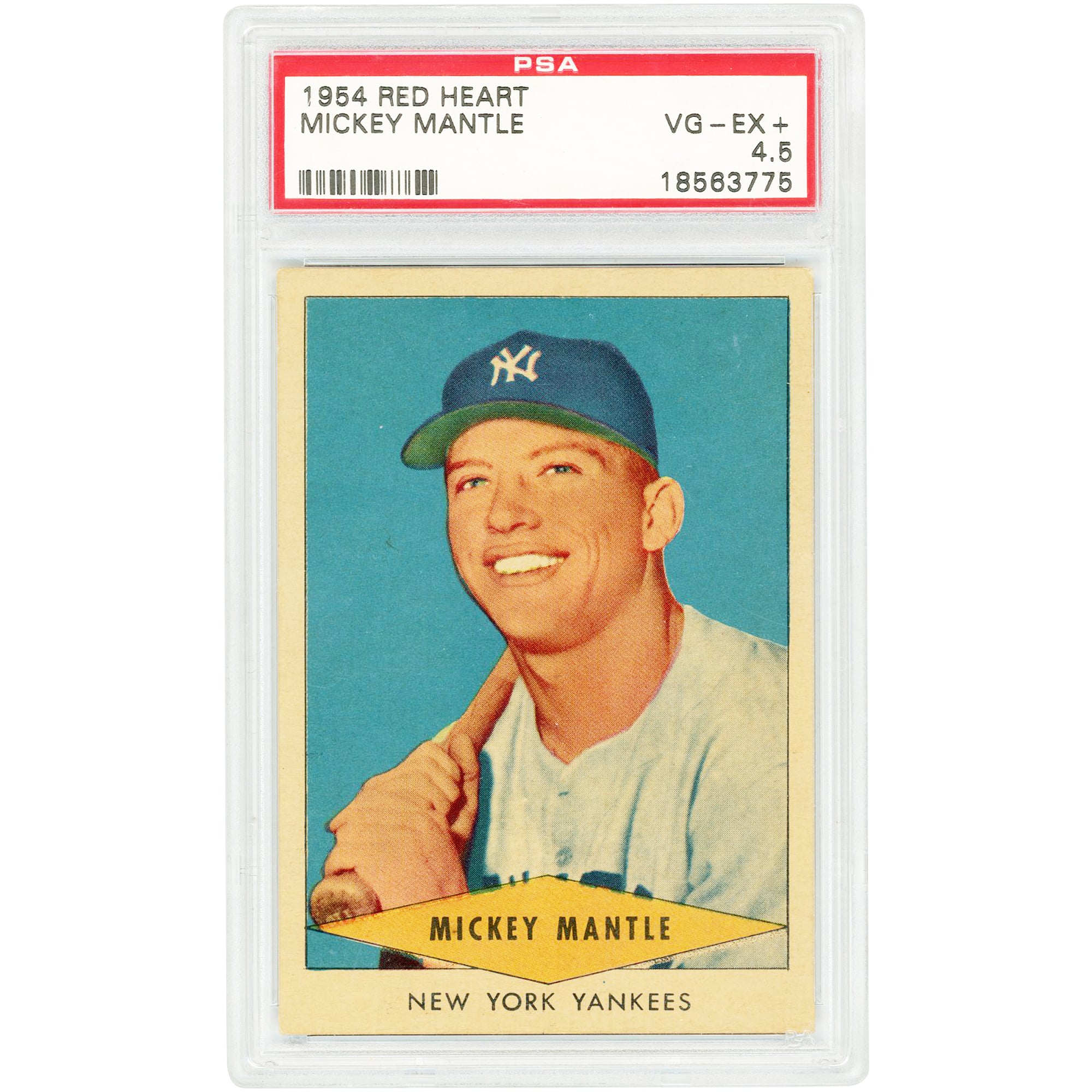 Mickey Mantle New York Yankees 1954 Red Heart #NNO PSA Authenticated 4.5 Card