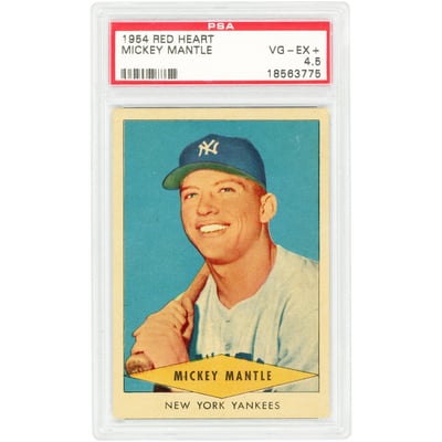 Mickey Mantle New York Yankees 1954 Red Heart #NNO PSA Authenticated 4.5 Card