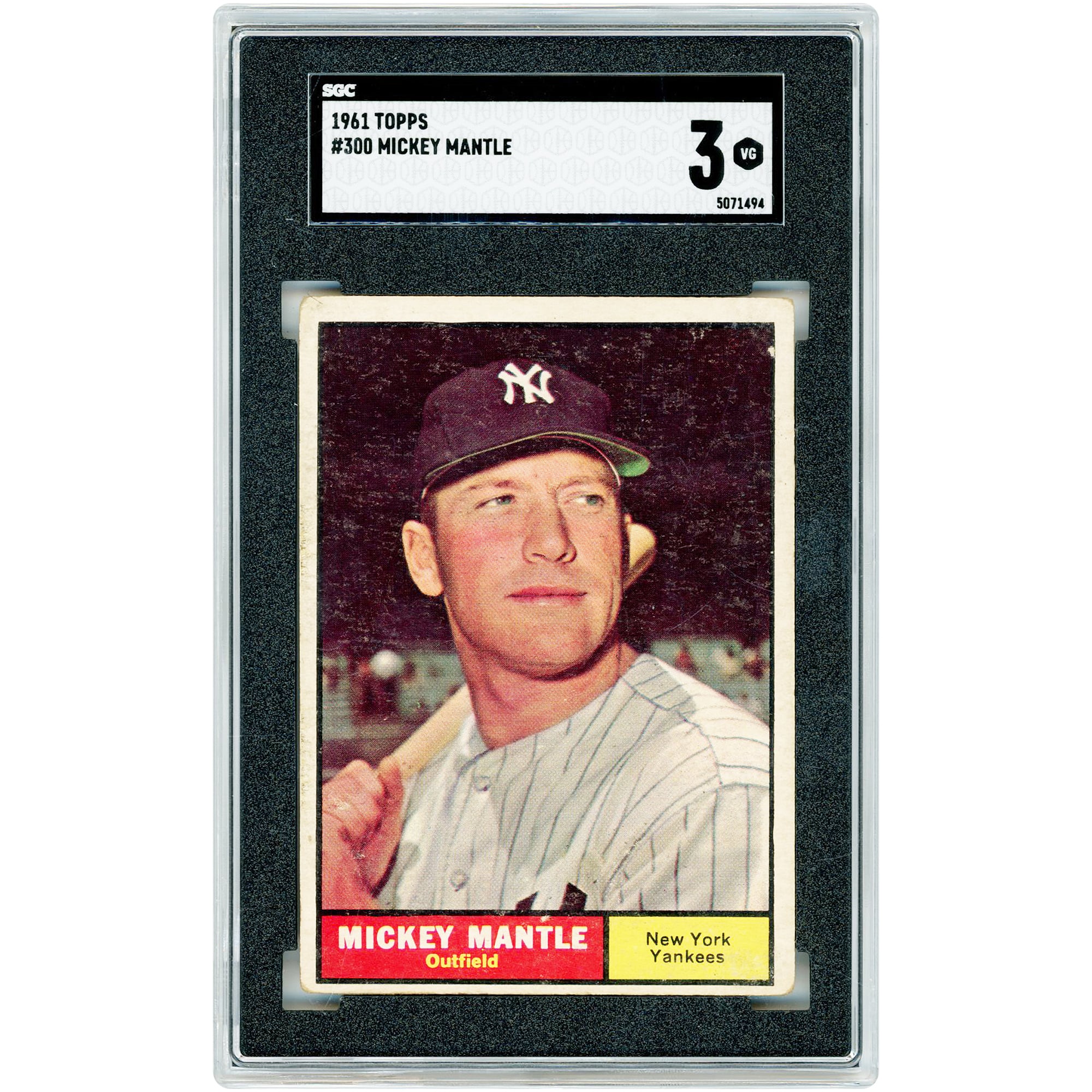 Mickey Mantle New York Yankees 1961 Topps #300 SGC Authenticated 3 Card