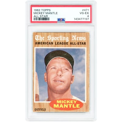 Mickey Mantle New York Yankees 1962 Topps #471 PSA Authenticated 4 Card