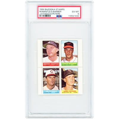 Mickey Mantle New York Yankees 1964 Bazooka Stamps #NNO PSA Authenticated 6 Card