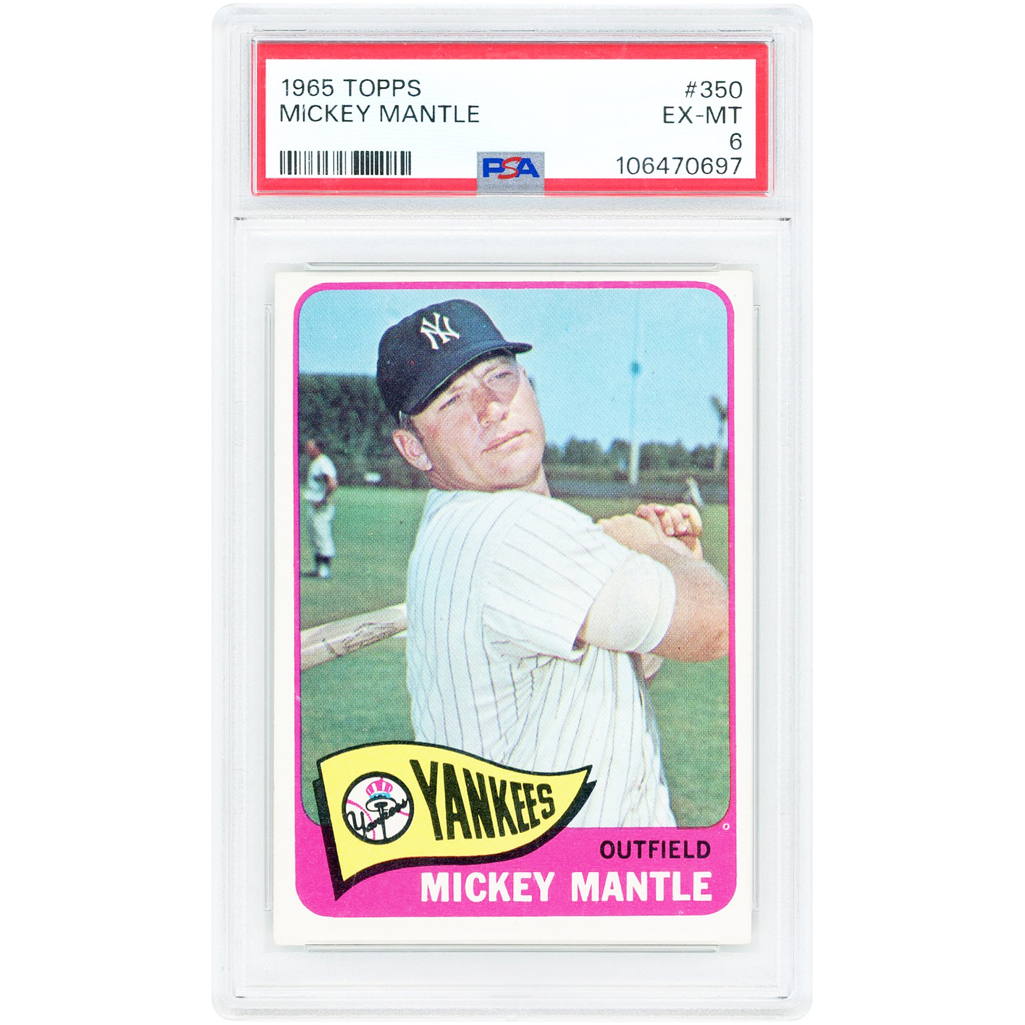 Mickey Mantle New York Yankees 1965 Topps #350 PSA Authenticated 6 Card