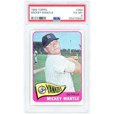 Mickey Mantle New York Yankees 1965 Topps #350 PSA Authenticated 6 Card