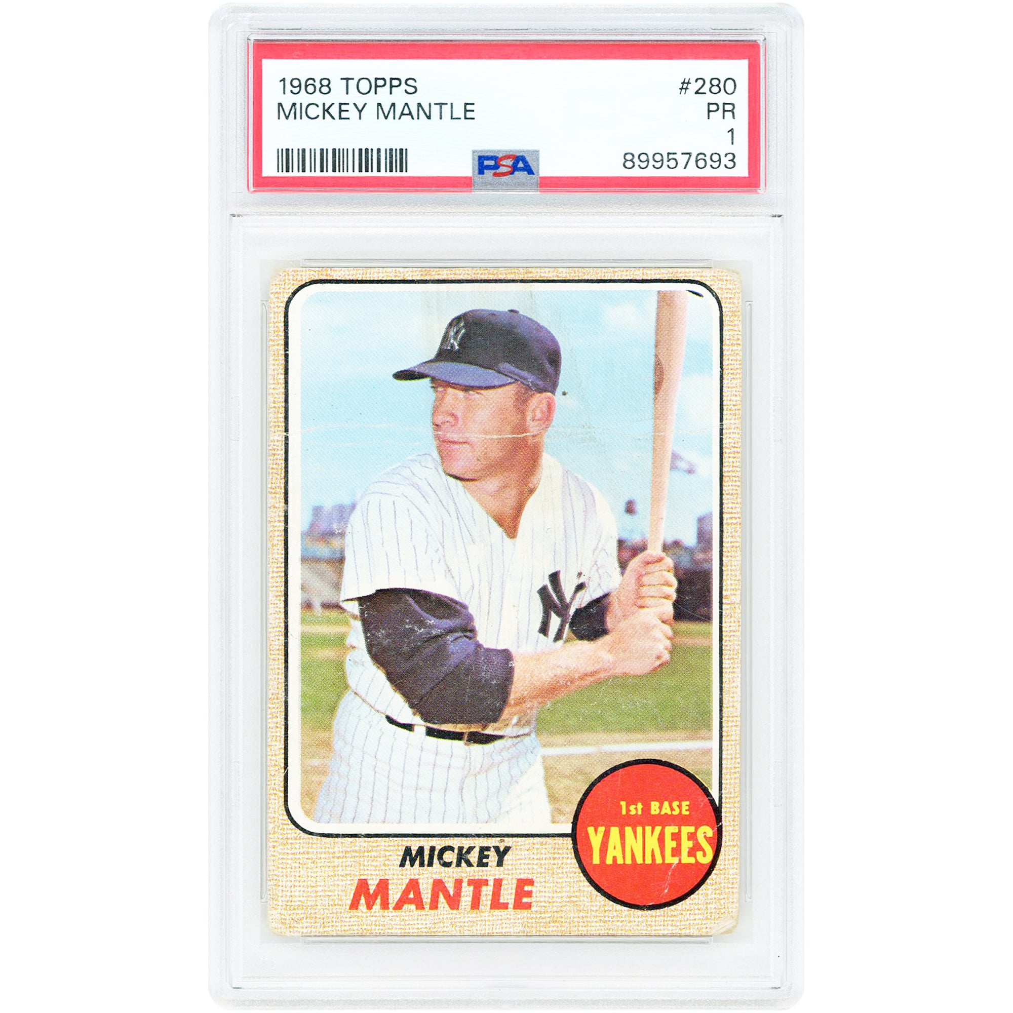 Mickey Mantle New York Yankees 1968 Topps #280 PSA Authenticated 1 Card