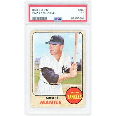 Mickey Mantle New York Yankees 1968 Topps #280 PSA Authenticated 1 Card