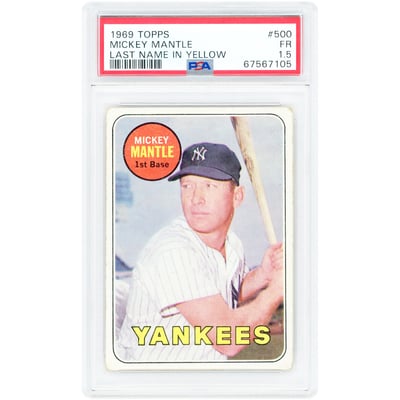Mickey Mantle New York Yankees 1969 Topps Last Name In Yellow #500 PSA Authenticated 1.5 Card